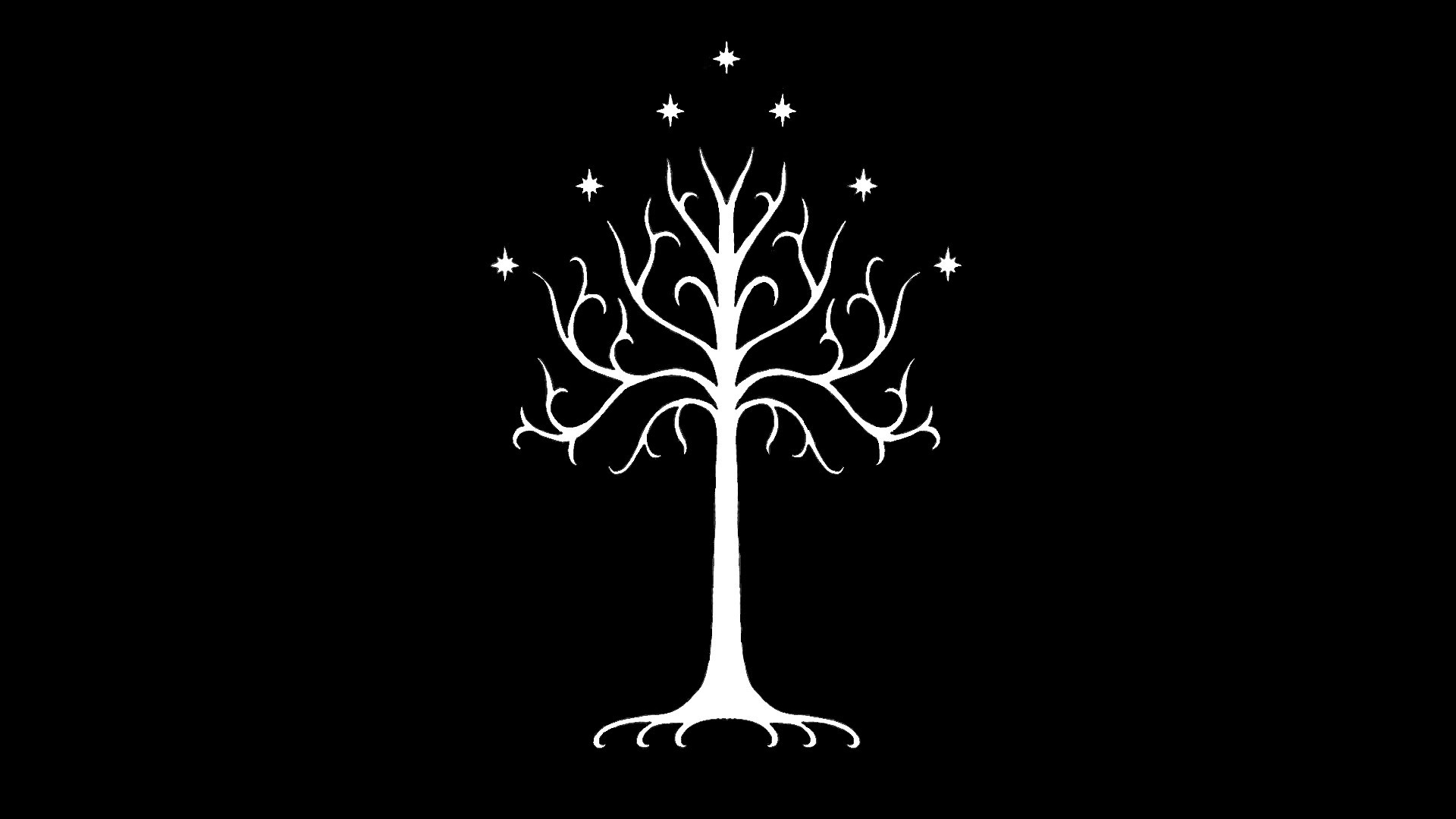 Albero Bianco di Gondor, Gondor, Il Signore degli Anelli, Sfondo nero, wallpaper Windows 11