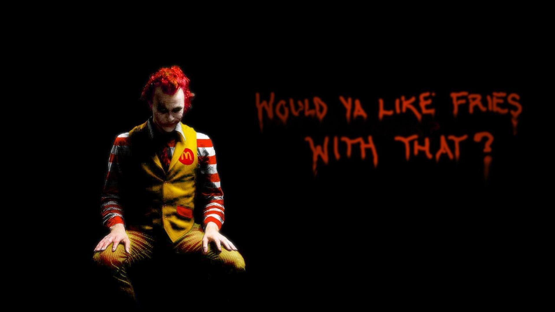Joker, Heath Ledger, Ronald McDonald, Parodia, Sfondo nero, Full HD, wallpaper per computer