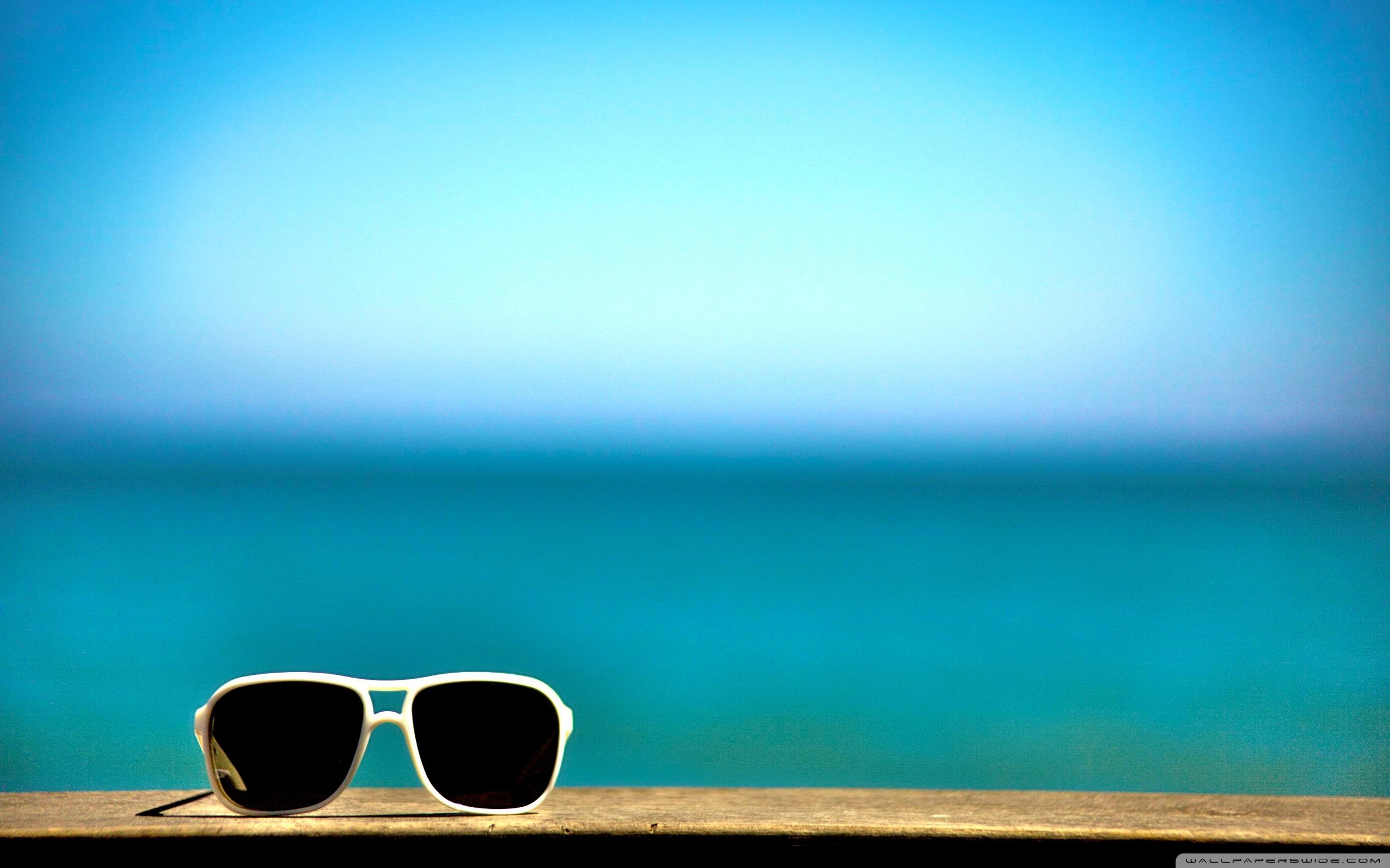 Occhiali da sole, Mare, Orizzonte, Azzurro, 16:10 2K, sfondo widescreen