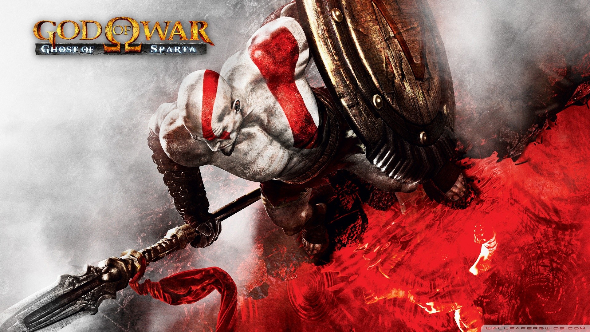 Kratos, God of War: Ghost of Sparta, Lancia, Logo, Full HD, sfondo per PC