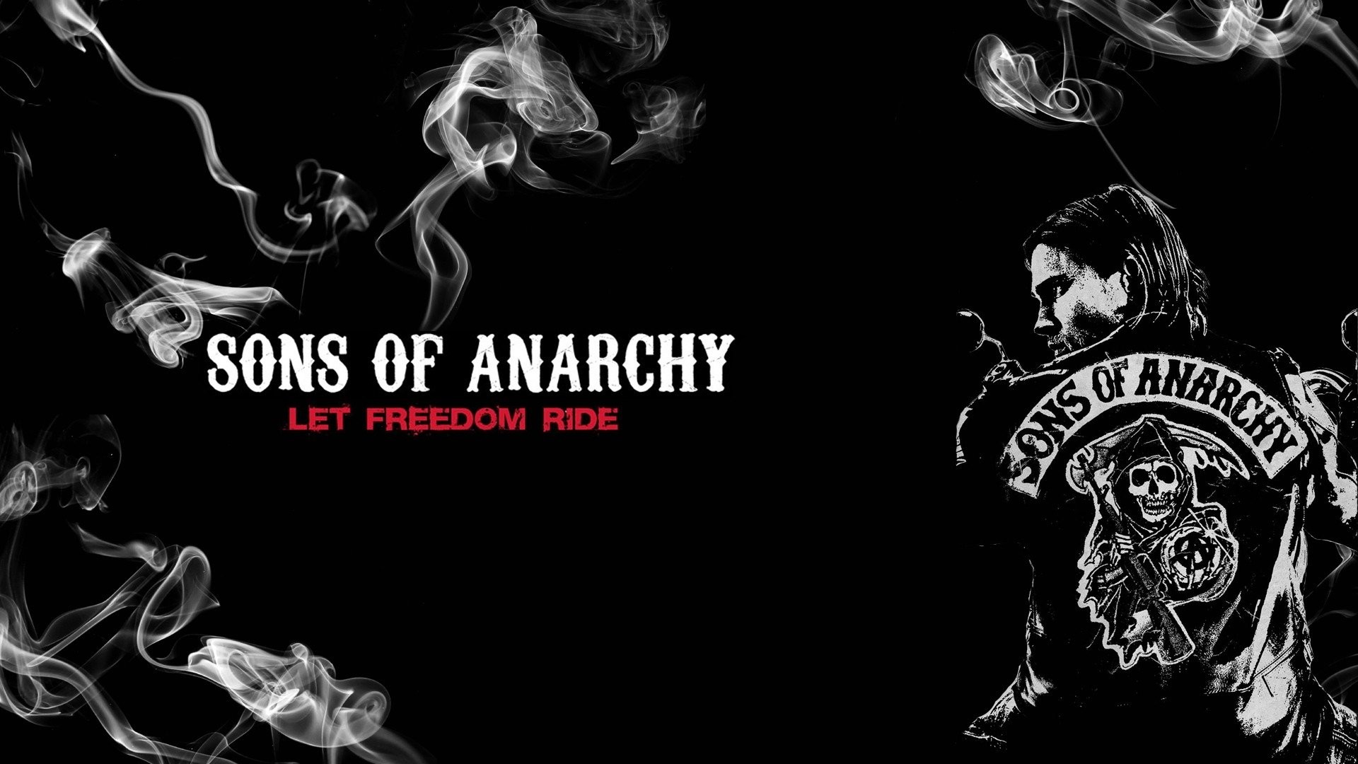 Sons of Anarchy, Let Freedom Ride, Fumo, Logo Reaper, Full HD, sfondo desktop