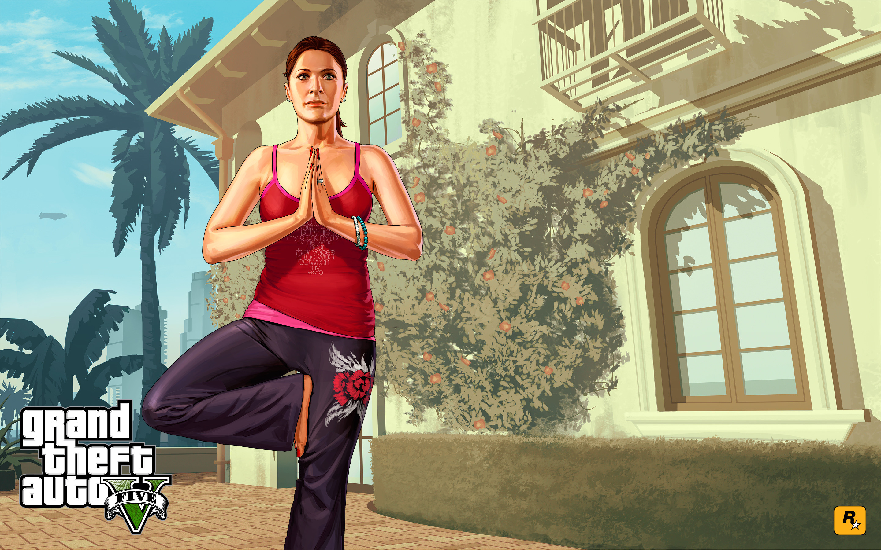 Amanda De Santa, Grand Theft Auto V, Yoga, Villa, 2K, sfondo per portatile
