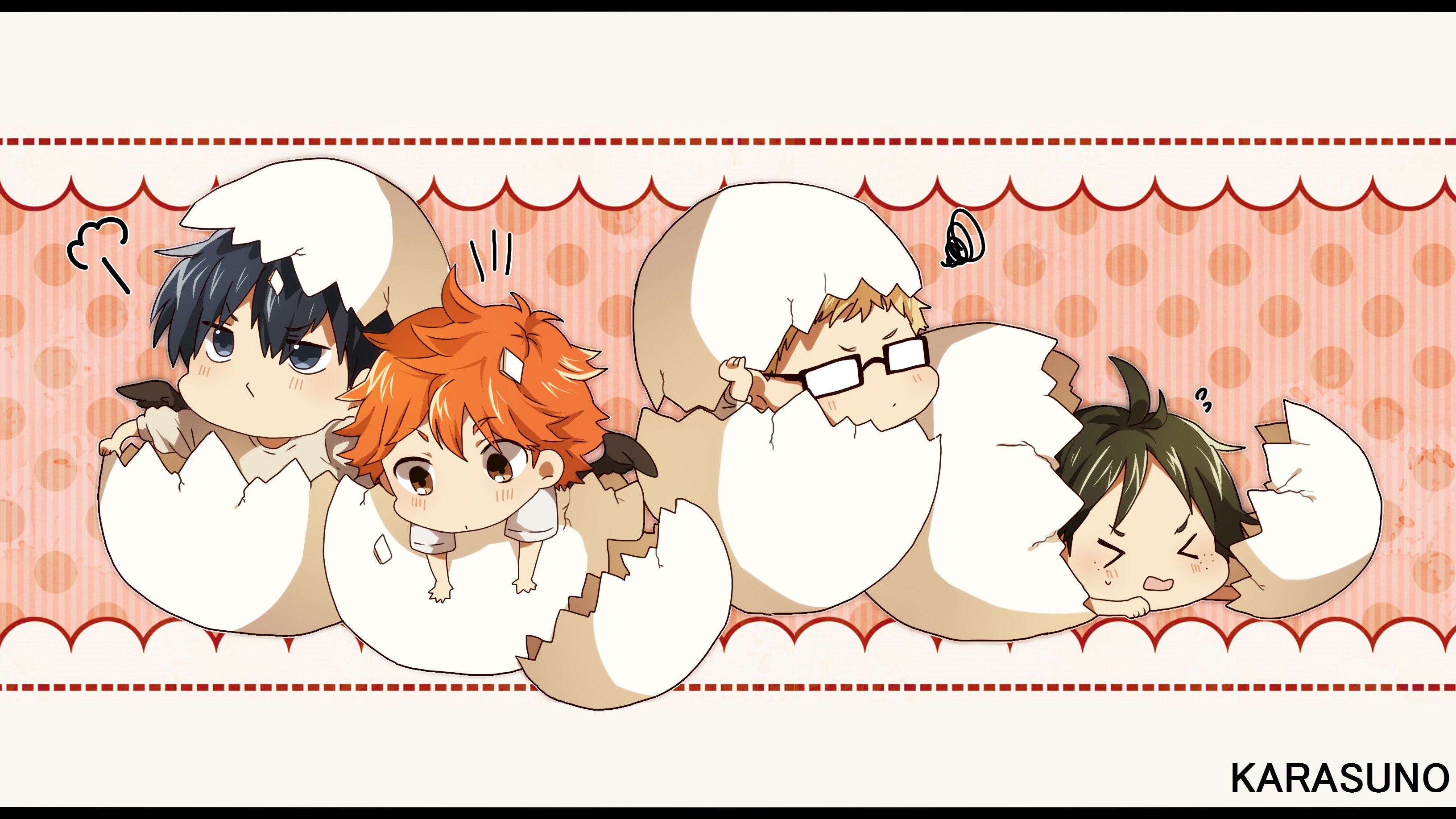 Karasuno, Shoyo Hinata, Tobio Kageyama, Haikyu!!, Chibi, 2K, sfondo per portatile