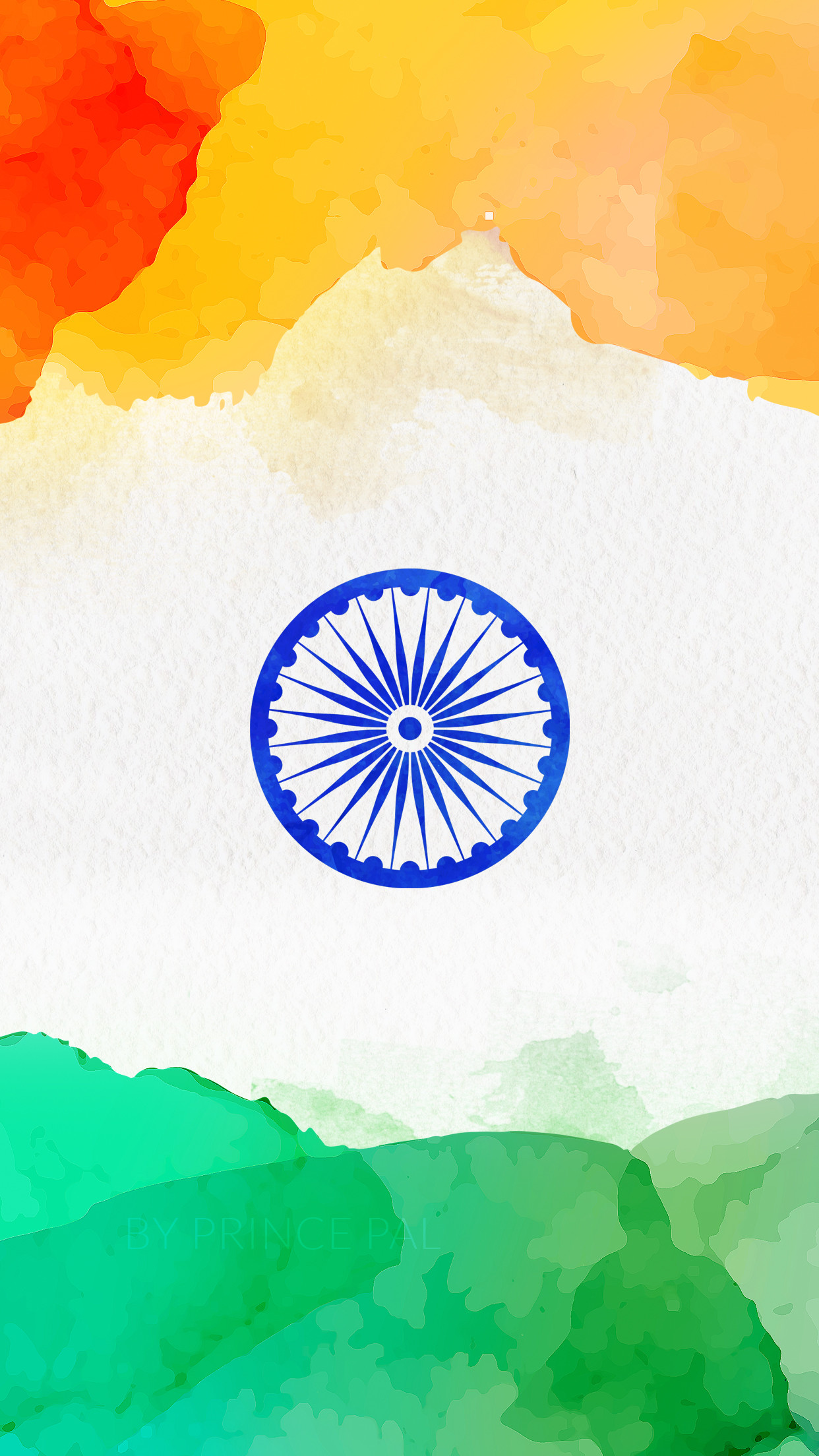 Bandiera dell'India, Ashoka Chakra, Acquerello, Full HD, sfondo per iPhone e Android
