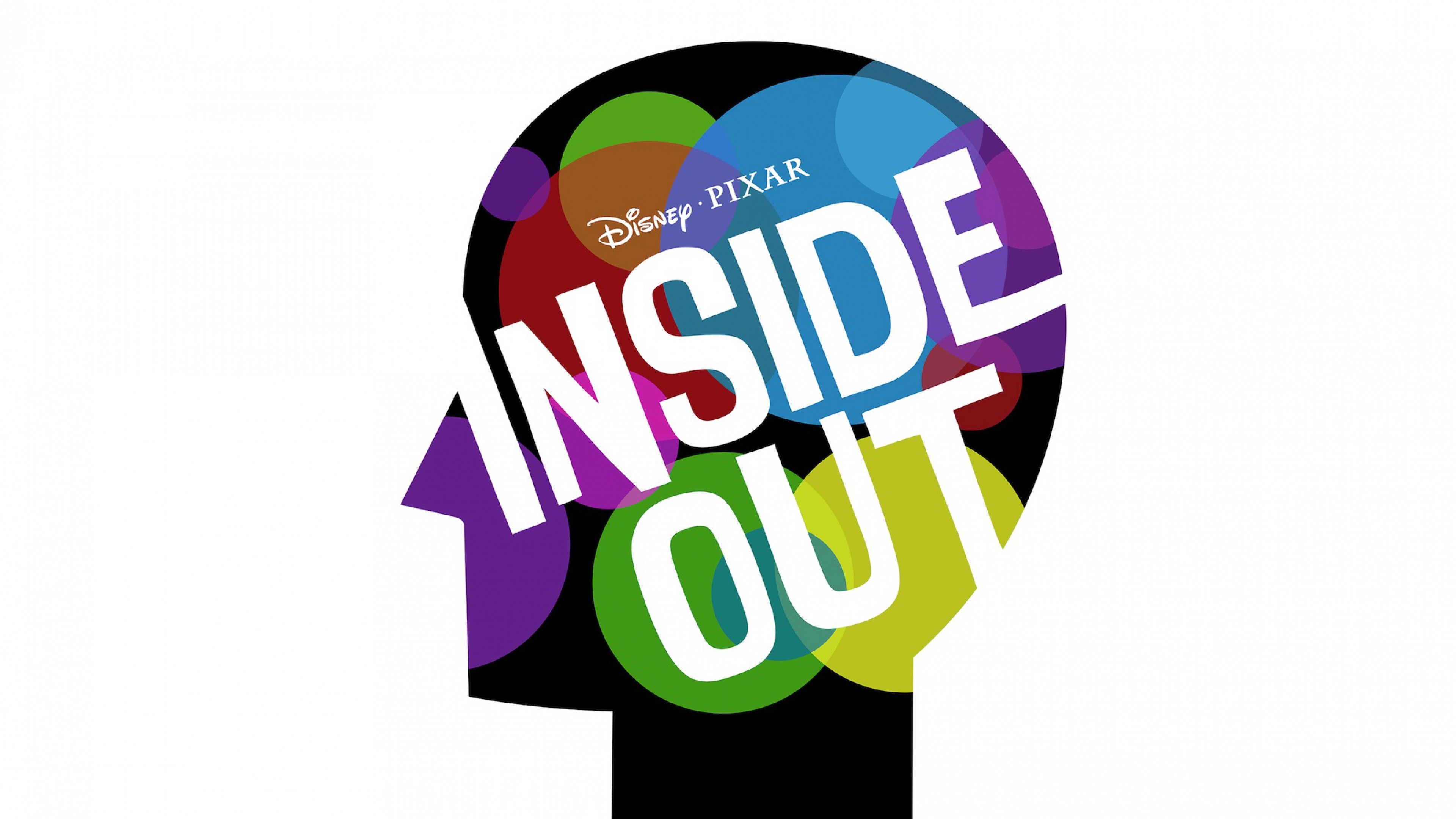 Inside Out, Disney Pixar, Logo, Silhouette della testa, Sfondo bianco, 4K Ultra HD
