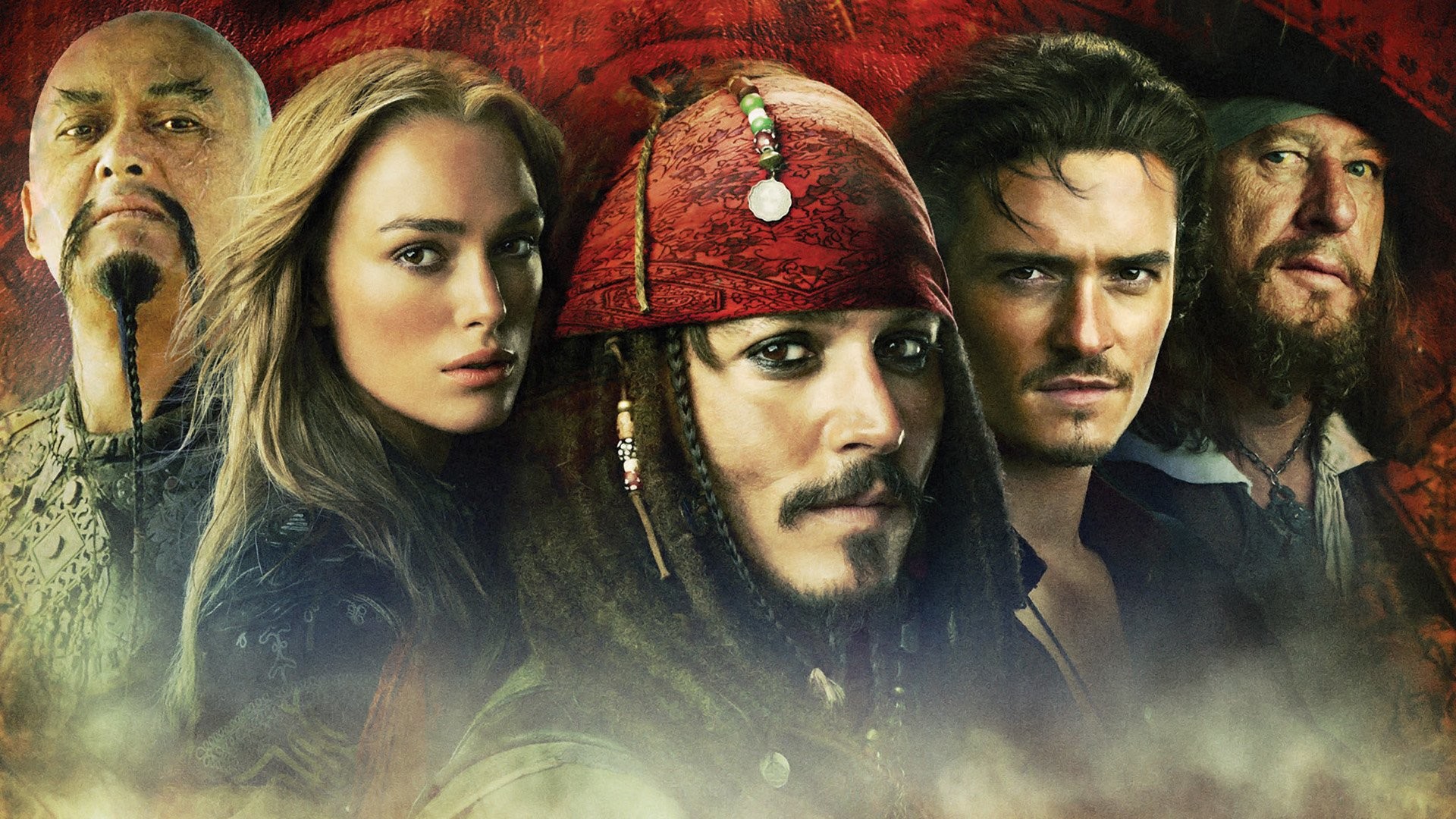 Jack Sparrow, Elizabeth Swann, Will Turner, Sao Feng, Pirati dei Caraibi: Ai confini del mondo, sfondo desktop