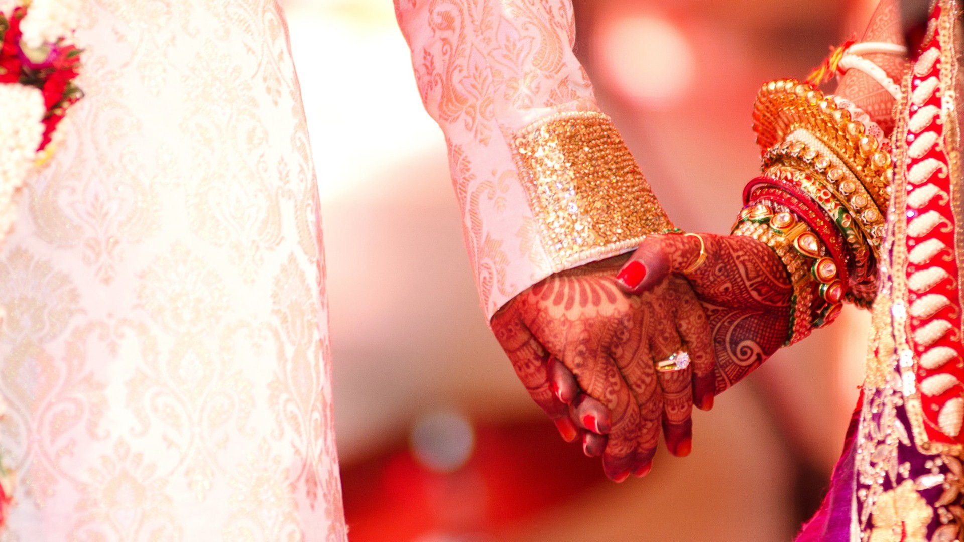 Matrimonio indiano, Sposi, Mani, Henné, Mehndi, 1920x1080, sfondo per PC