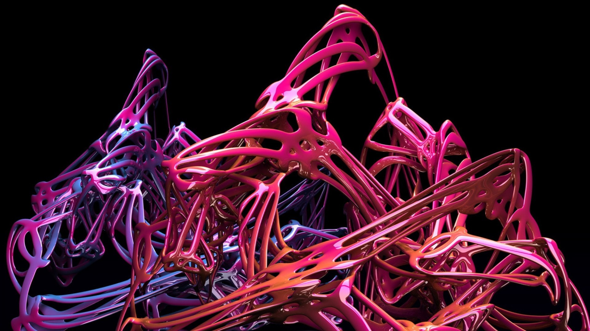 Astratto 3D, Bordeaux, Sfondo nero, Full HD, wallpaper desktop