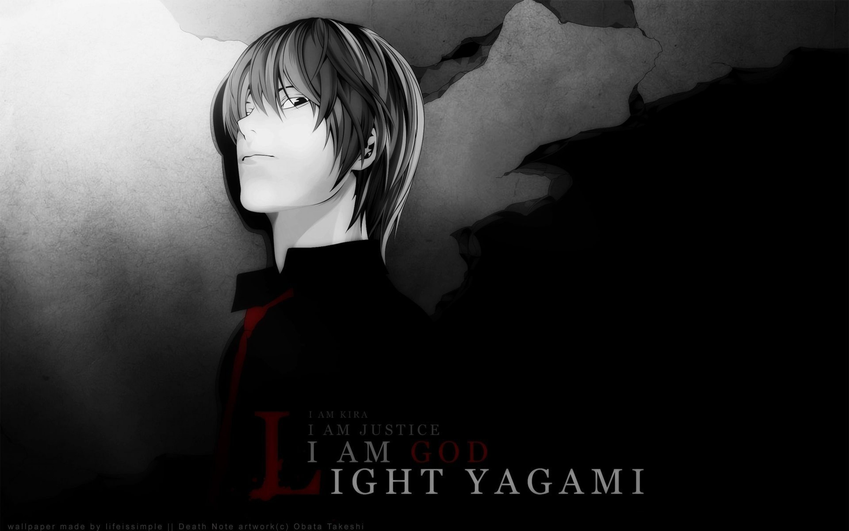 Light Yagami, Death Note, I am justice, Bianco e nero, 2880x1800, sfondo MacBook Pro