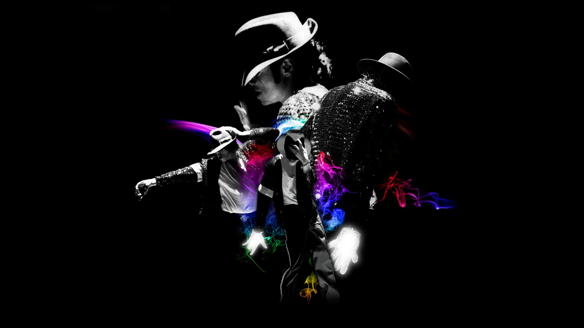 Michael Jackson, Ballo, Luci colorate, Sfondo nero, Full HD, wallpaper per PC