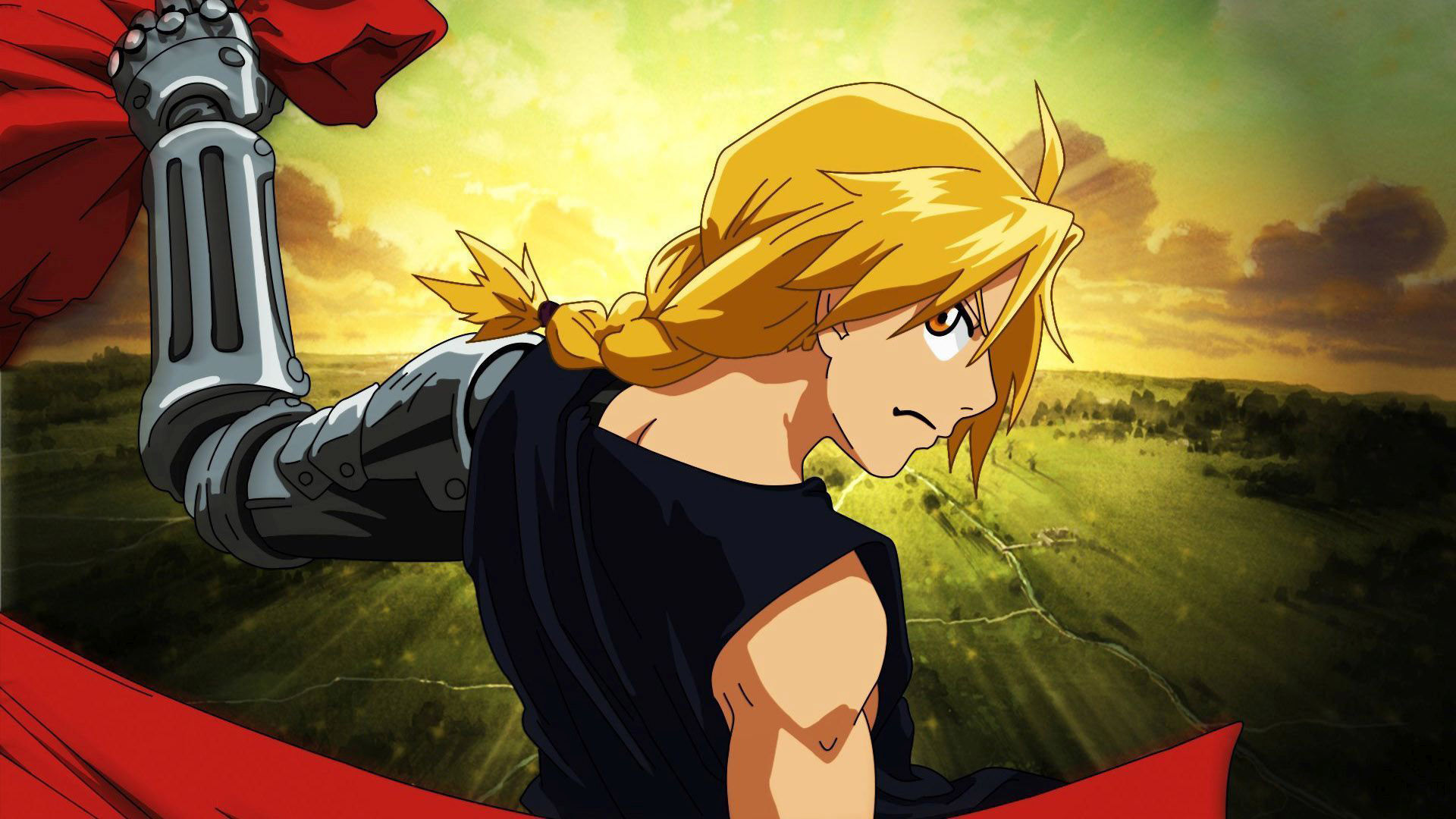 Edward Elric, Fullmetal Alchemist, Automail, Prateria, Full HD, sfondo per portatile