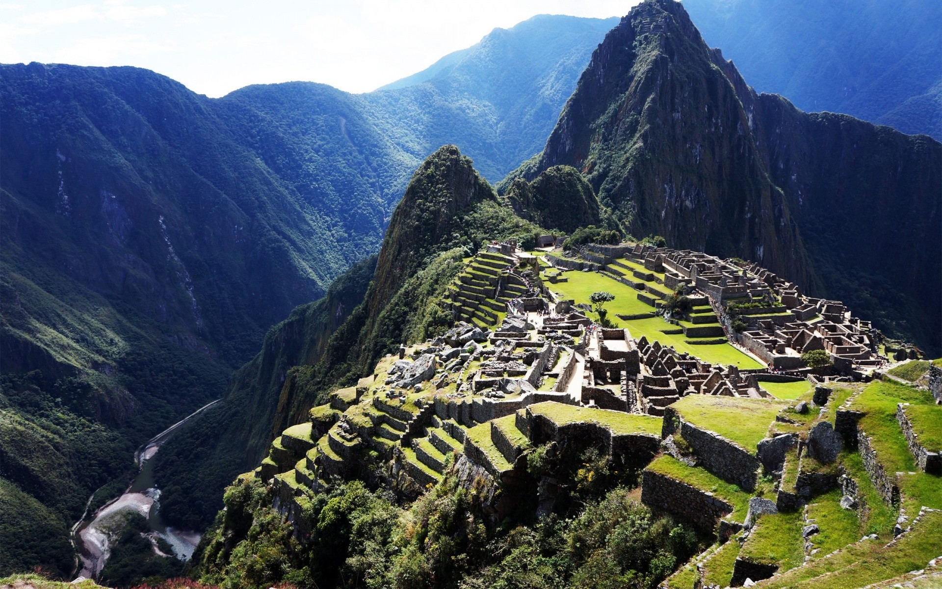 Machu Picchu, Huayna Picchu, Fiume Urubamba, Perù, Valle, Full HD, sfondo per PC e portatile