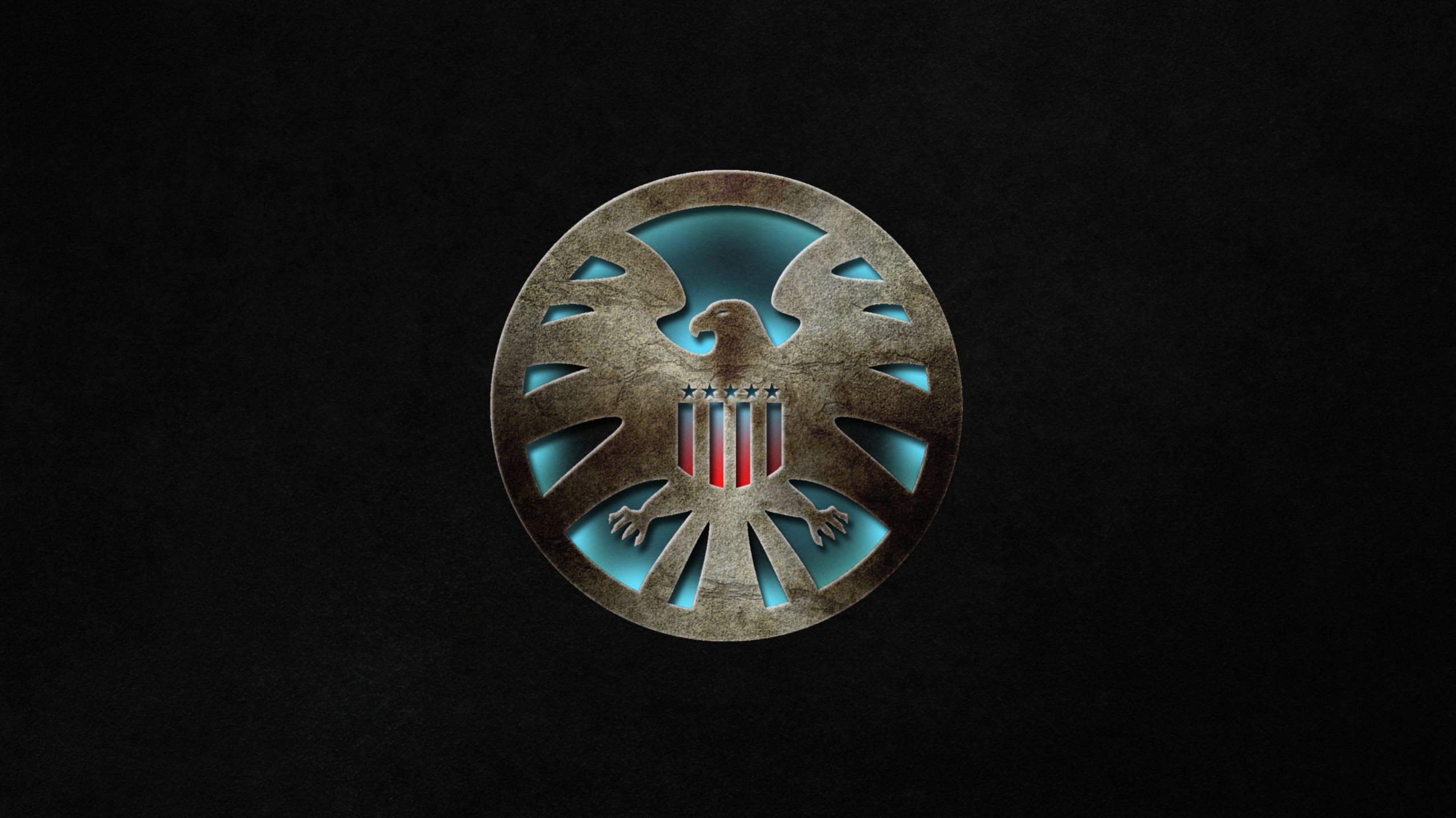 Logo S.H.I.E.L.D., S.H.I.E.L.D., Marvel, Emblema metallico, Sfondo nero, wallpaper Windows 11