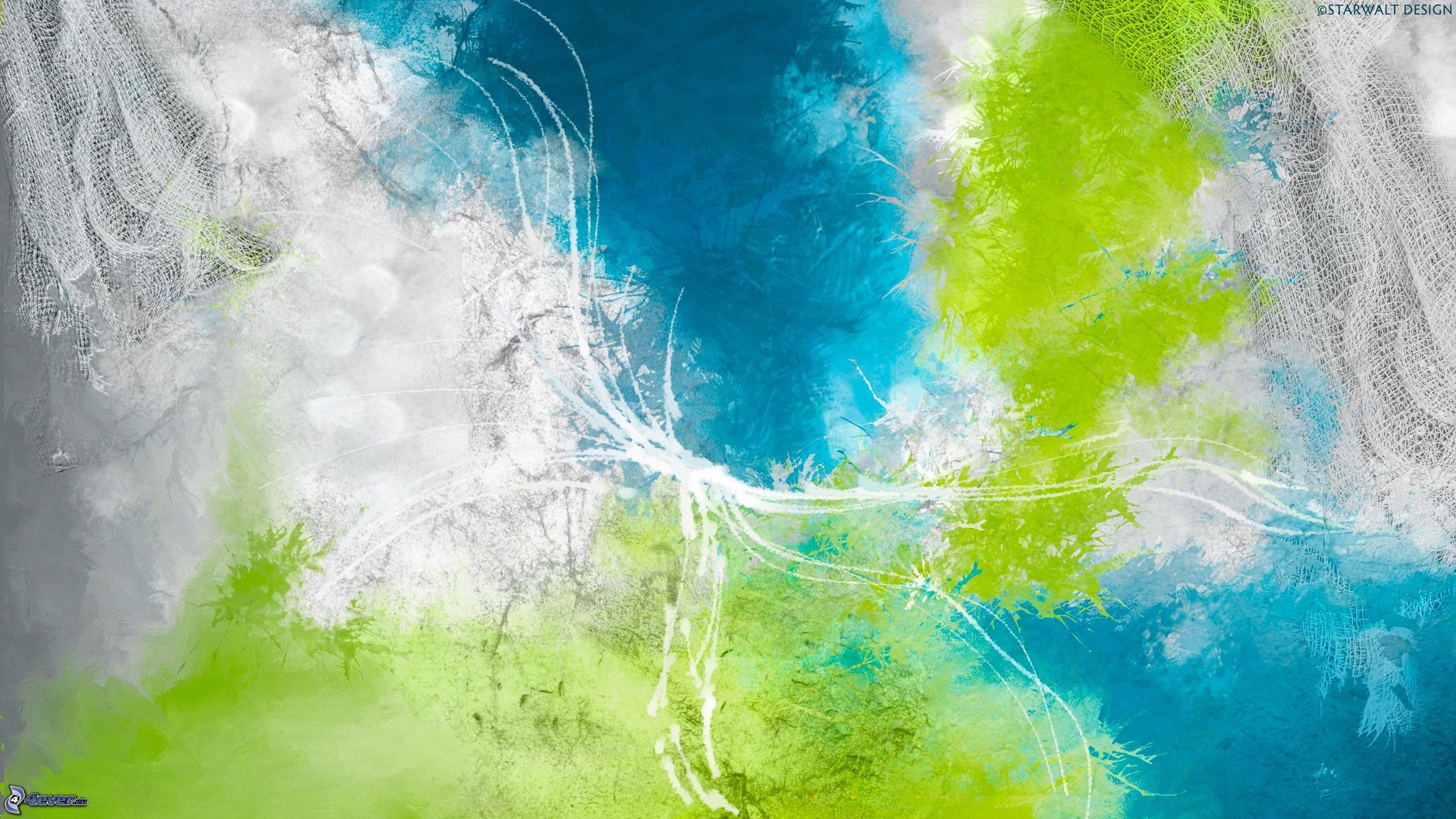 Astratto, Azzurro e verde, Pennellate, 2K, sfondo per PC e portatile