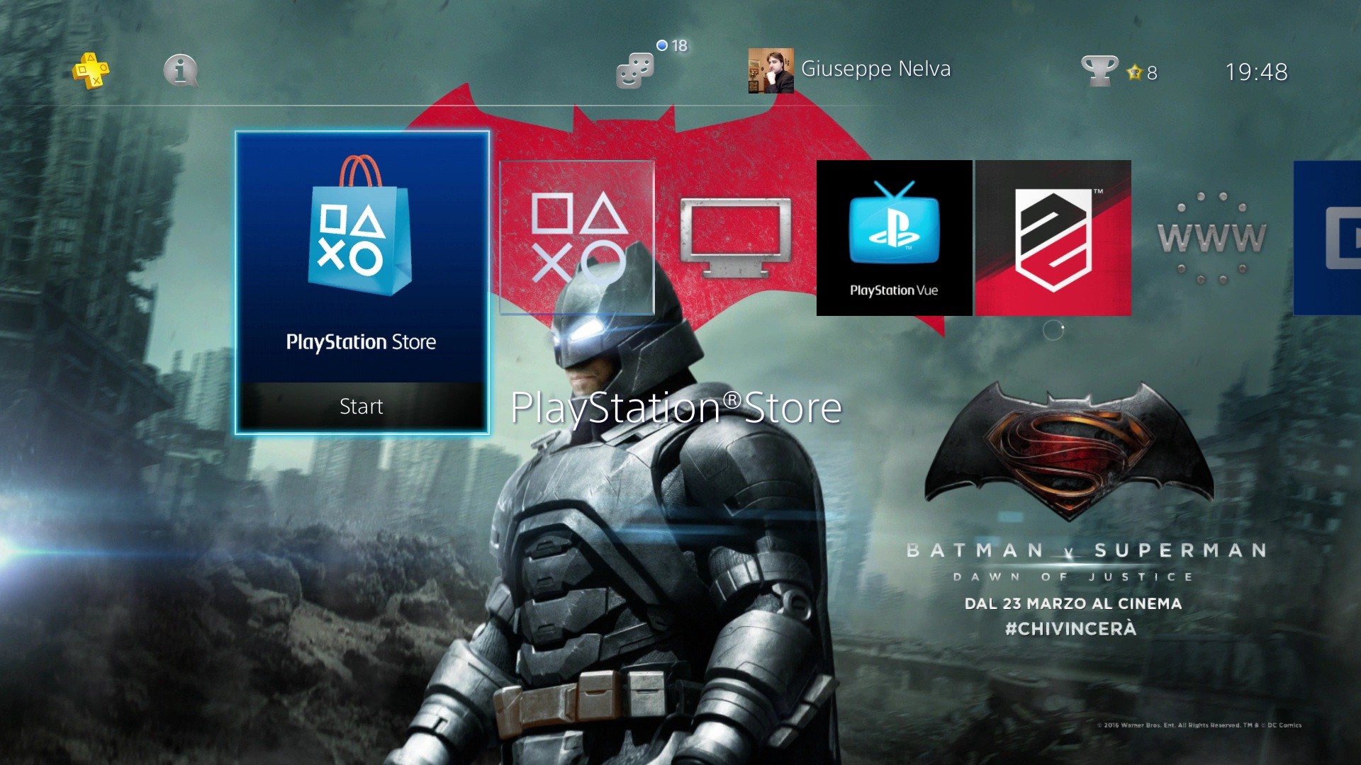 PlayStation 4, Tema, Batman v Superman, Batman, 1920x1080, immagine di sfondo