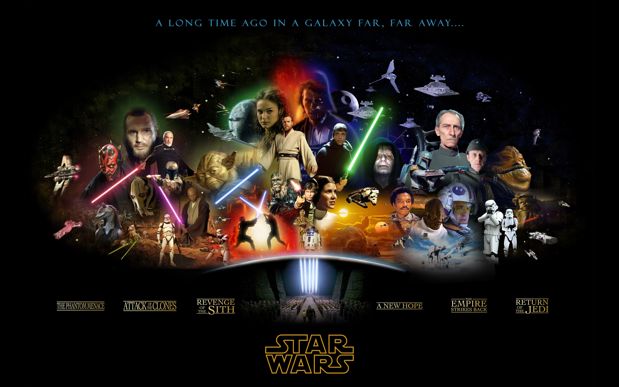 Saga di Star Wars, Anakin Skywalker, Darth Vader, Luke Skywalker, Poster, Sfondo nero, wallpaper 2K