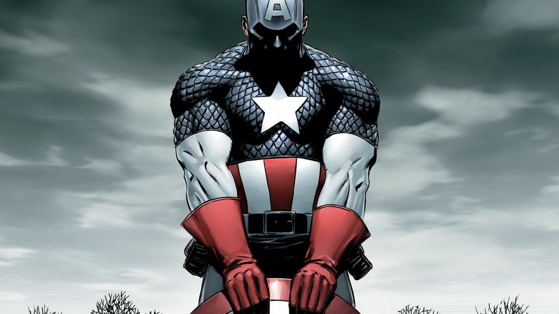 Capitan America, Marvel Comics, Cielo nuvoloso, Full HD, sfondo per PC e portatile