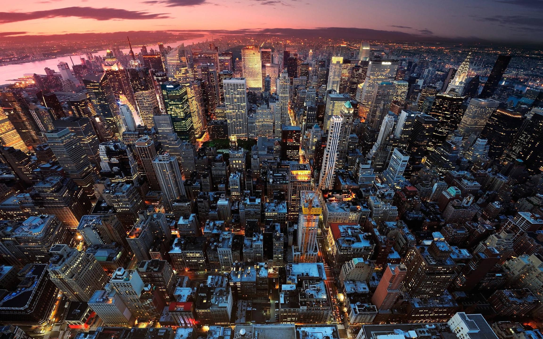 Manhattan, New York, Vista aerea, Grandangolo, Full HD, wallpaper per PC