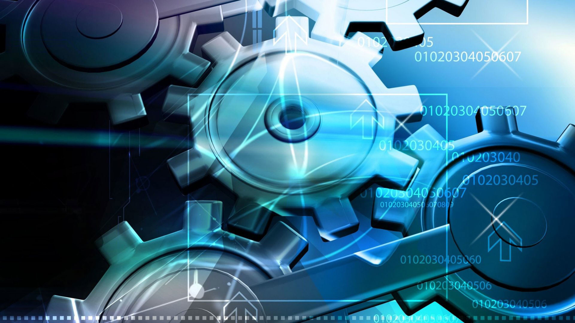 Ingranaggi, Numeri digitali, Azzurro, Full HD, sfondo desktop