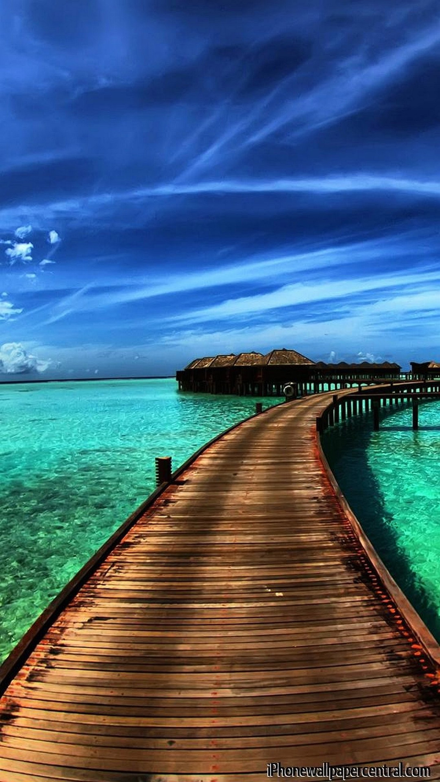 Maldive, Pontile, Bungalow sull'acqua, Mare turchese, Tropicale, wallpaper LG G3
