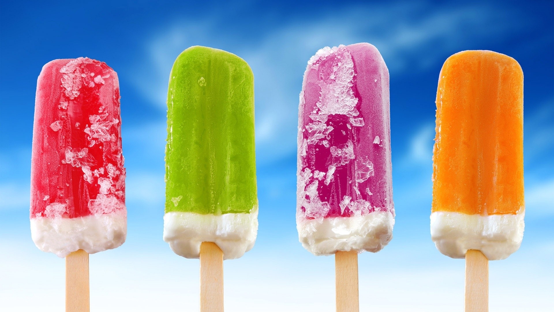 Ghiaccioli, Gelato, Cielo azzurro, Estate, Full HD, sfondo desktop