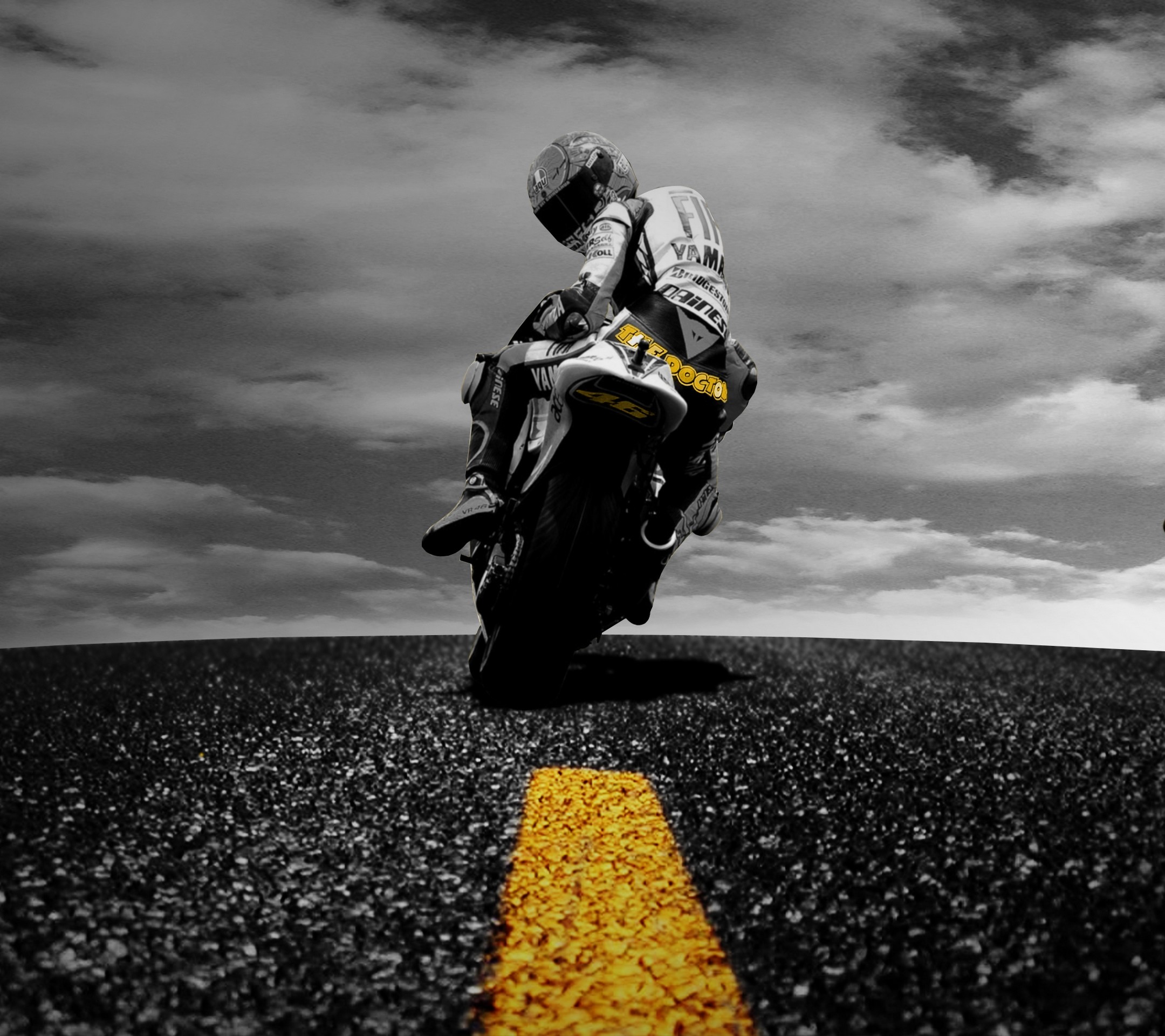 Moto, Strada, Bianco e nero, Full HD, schermata di blocco iPad