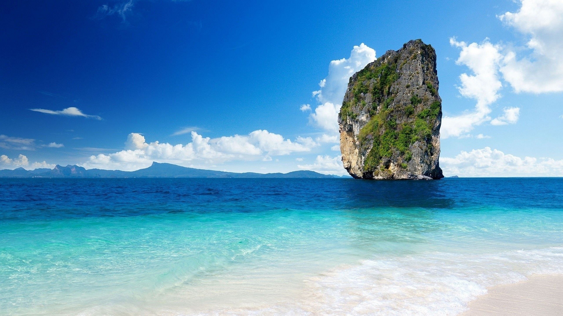 Isola rocciosa, Mare tropicale, Spiaggia, Thailandia, sfondo desktop PC