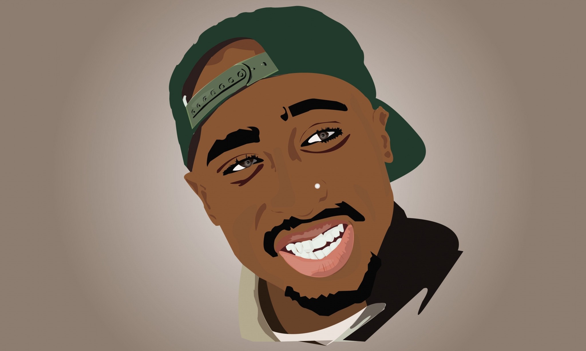 Tupac Shakur, Illustrazione, Cappellino, Sorriso, Full HD, sfondo per portatile