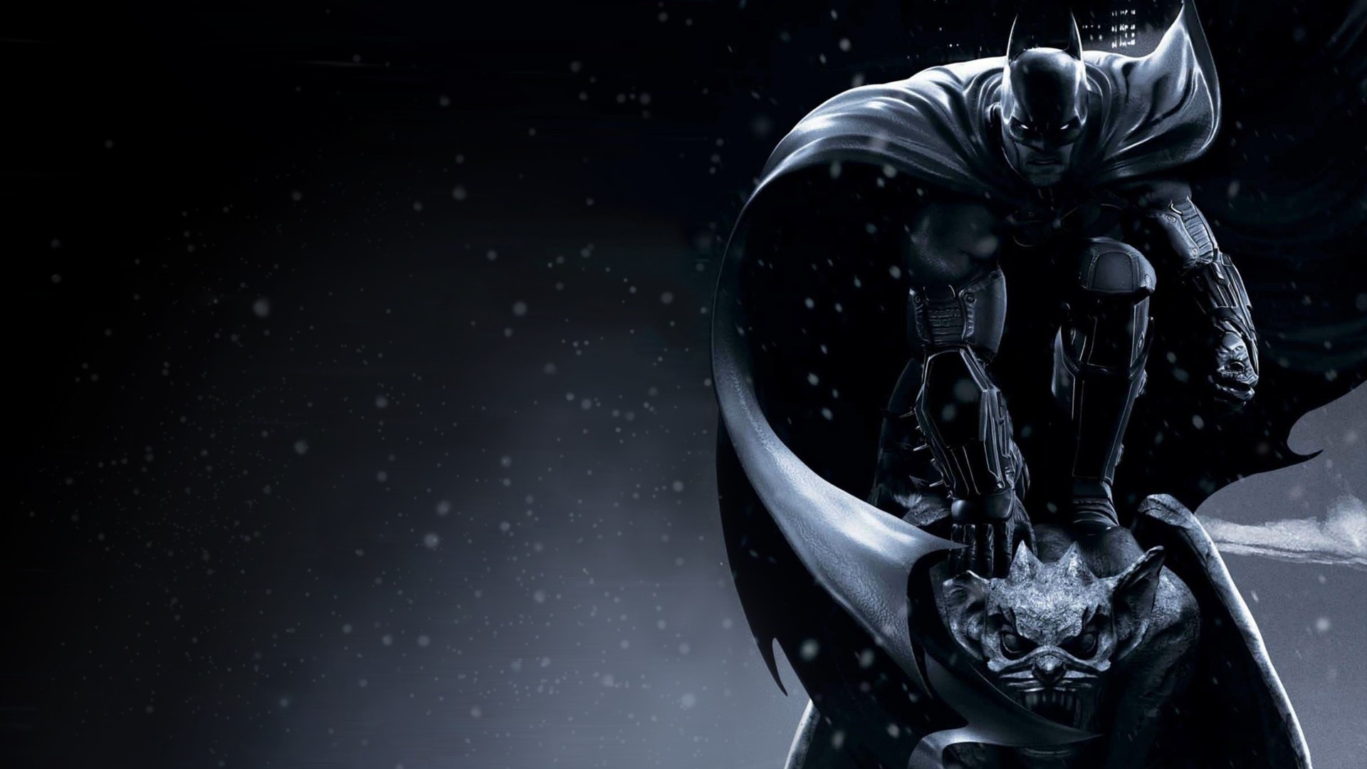 Batman, Batman: Arkham Origins, Gargoyle, Neve, Notte, 1920x1080, sfondo per PC