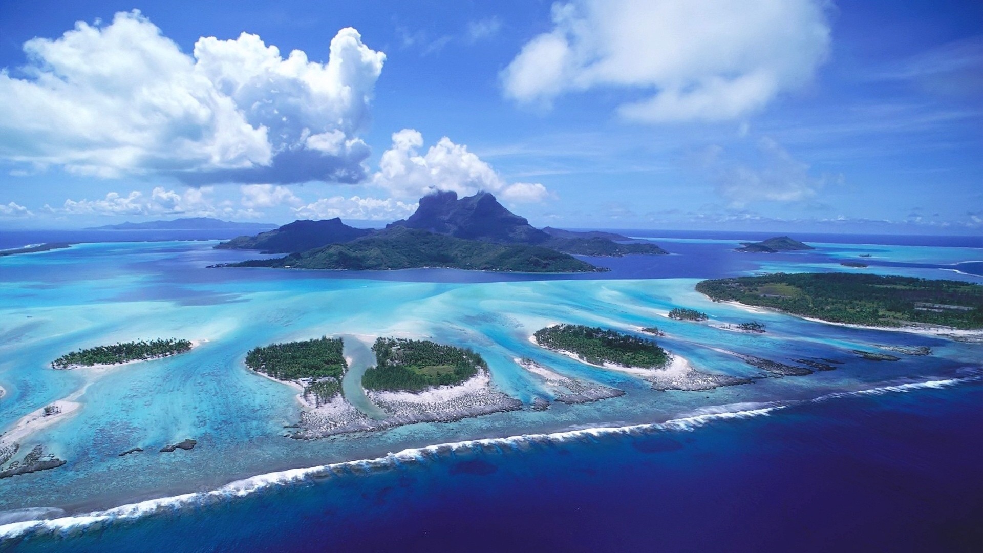 Bora Bora, Polinesia Francese, Atollo, Vista aerea, Full HD 1080p, sfondo desktop
