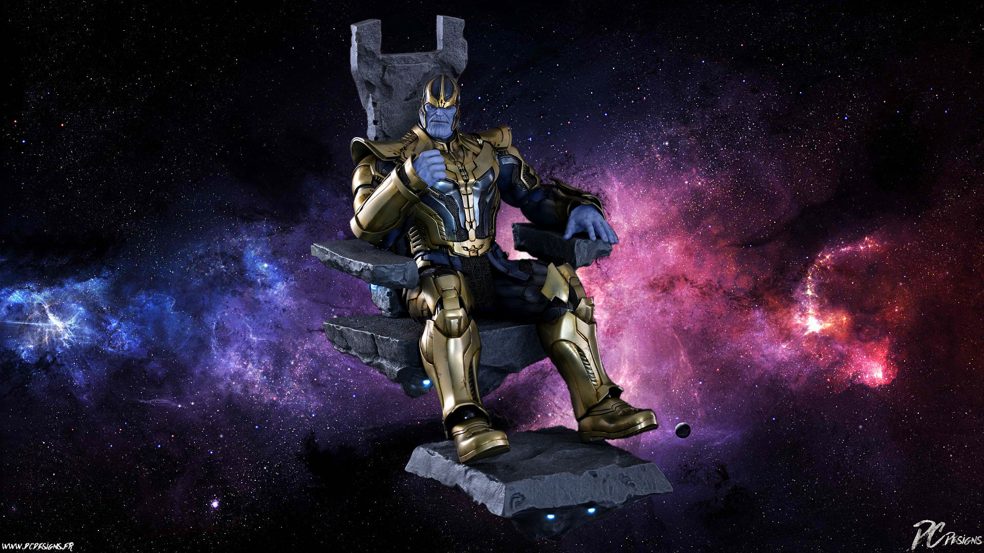 Thanos, Marvel, Trono, Nebulosa, Spazio, Full HD, wallpaper desktop