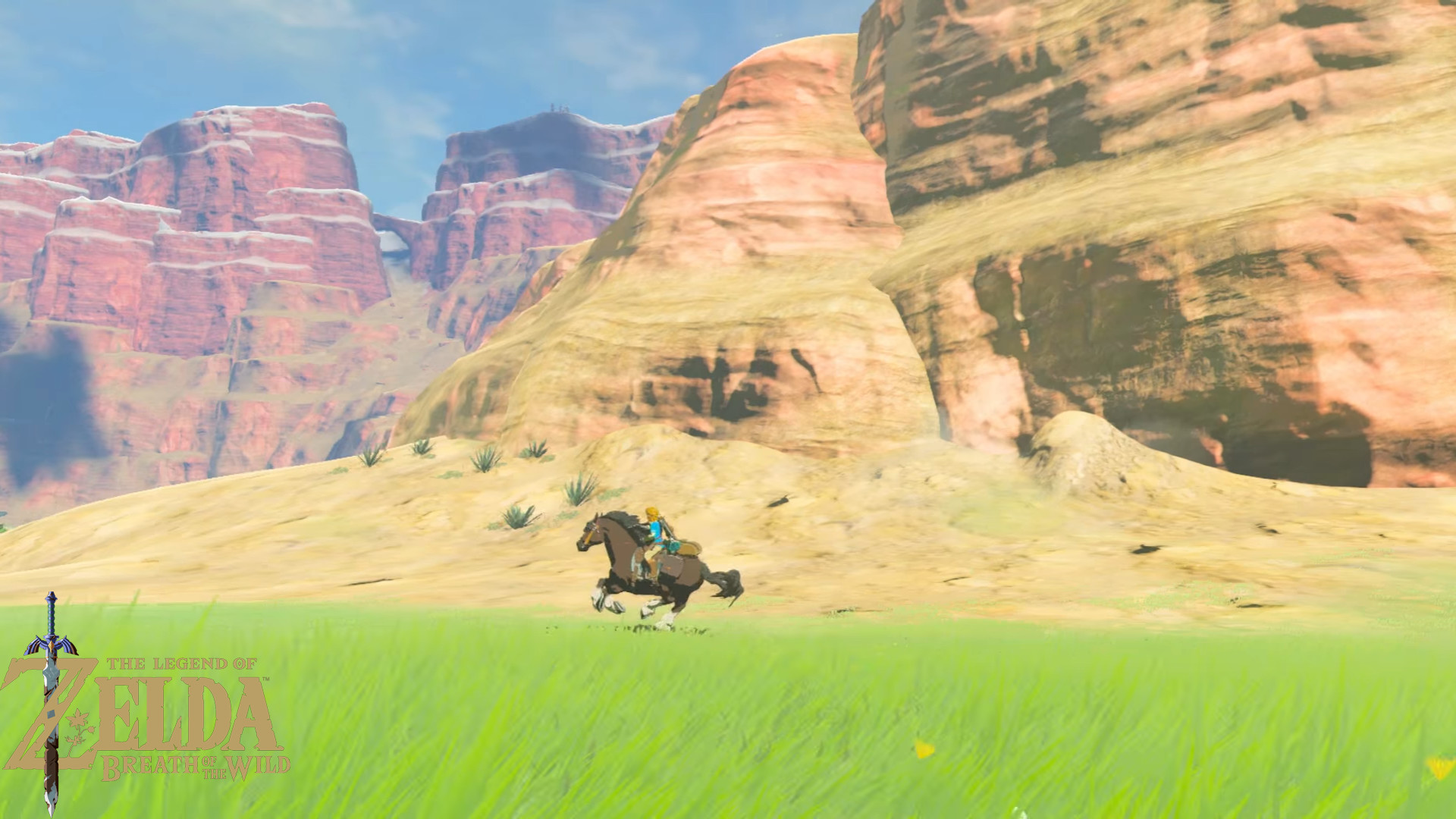 Link, The Legend of Zelda: Breath of the Wild, Cavallo, Canyon, Full HD, sfondo desktop