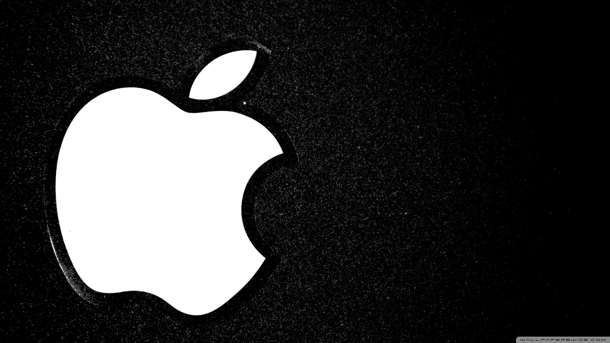 Logo Apple, Bianco e nero, 2K, immagine di sfondo Mac