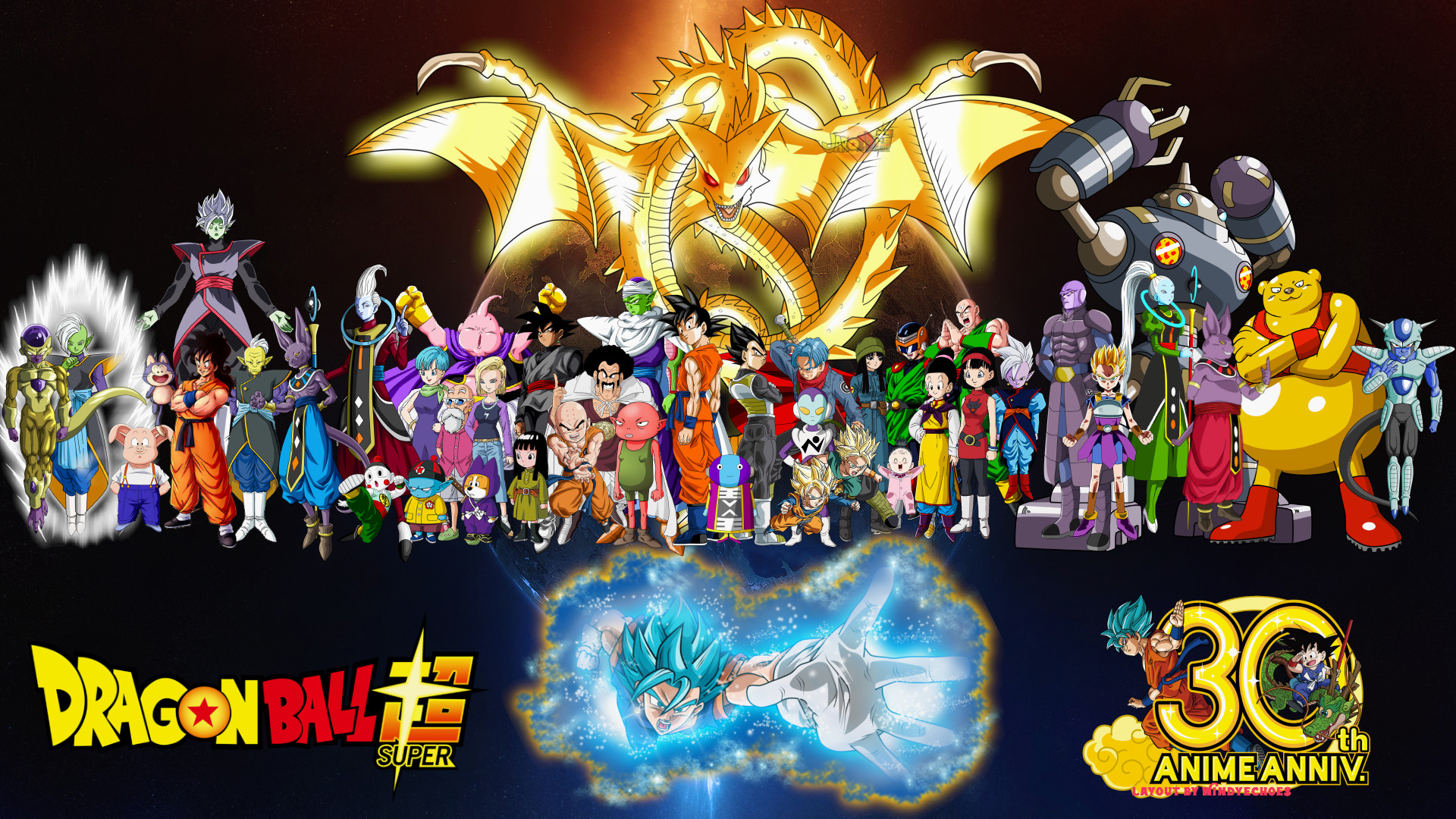 Dragon Ball Super, 30° anniversario, Shenron, Personaggi, 1920x1080, immagine di sfondo