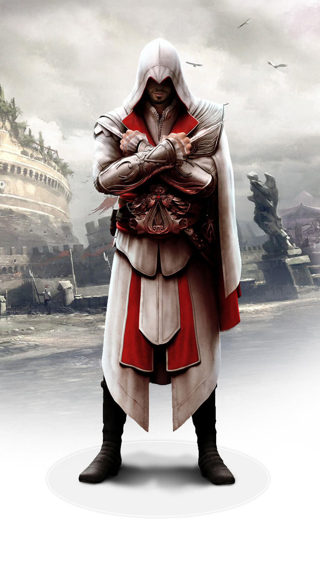 Ezio Auditore da Firenze, Assassin's Creed: Brotherhood, Roma, Sfondo bianco, wallpaper cellulare