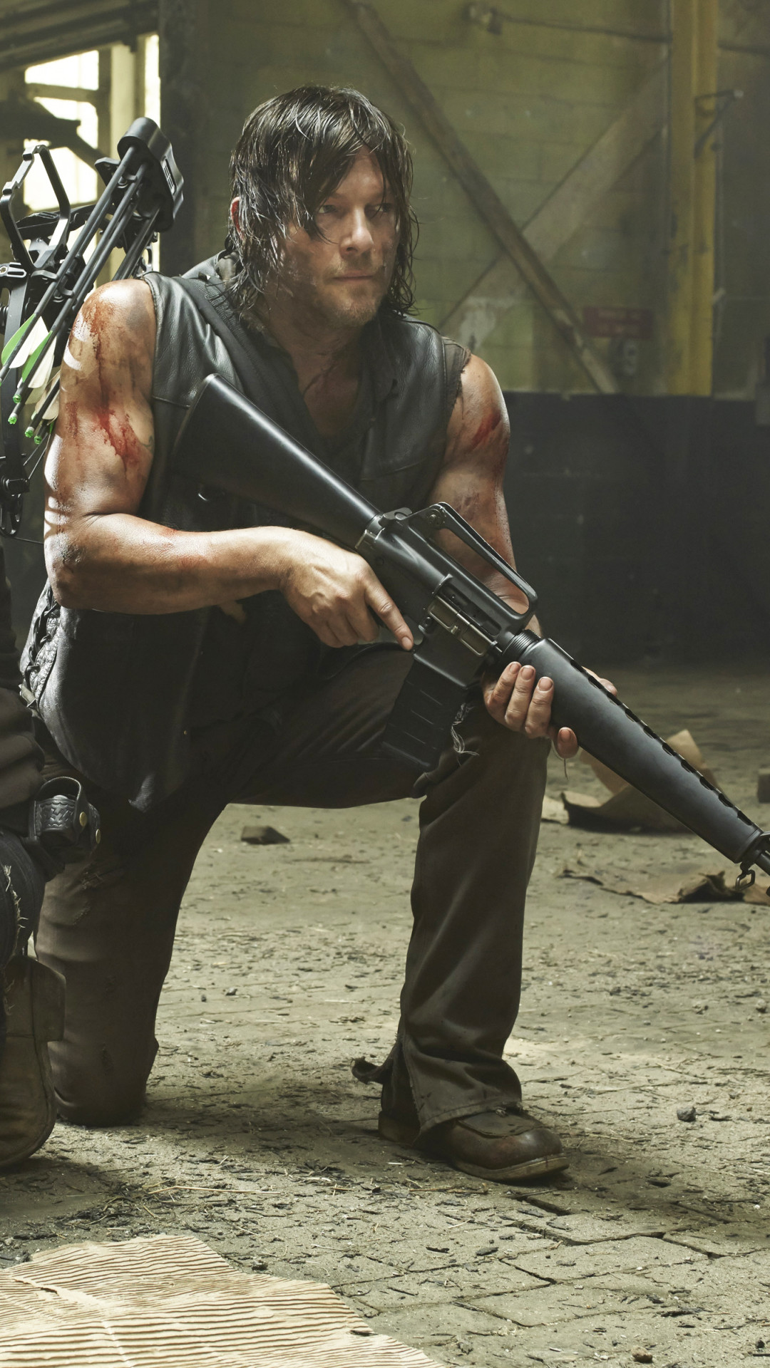 Daryl Dixon, Norman Reedus, The Walking Dead, Fucile, In ginocchio, sfondo schermata Home