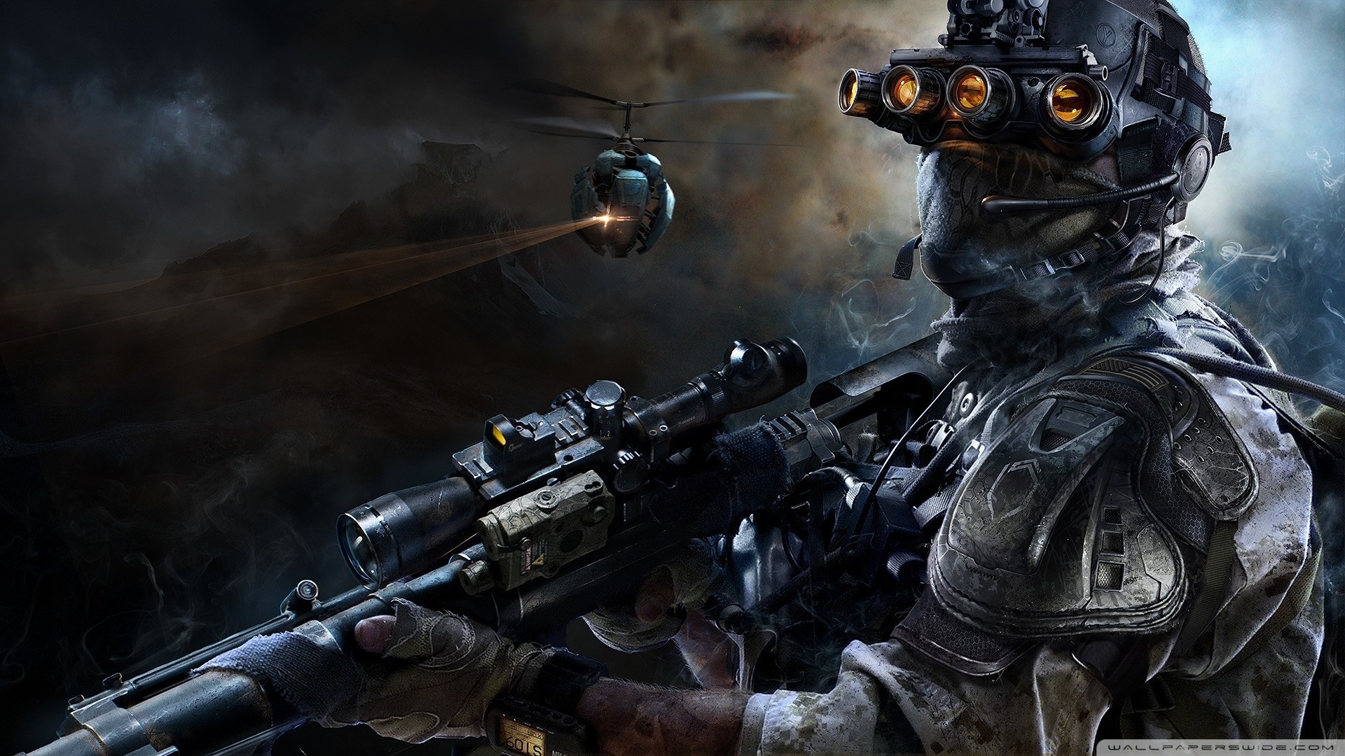 Sniper: Ghost Warrior, Cecchino, Visore notturno, Drone, sfondo per PC