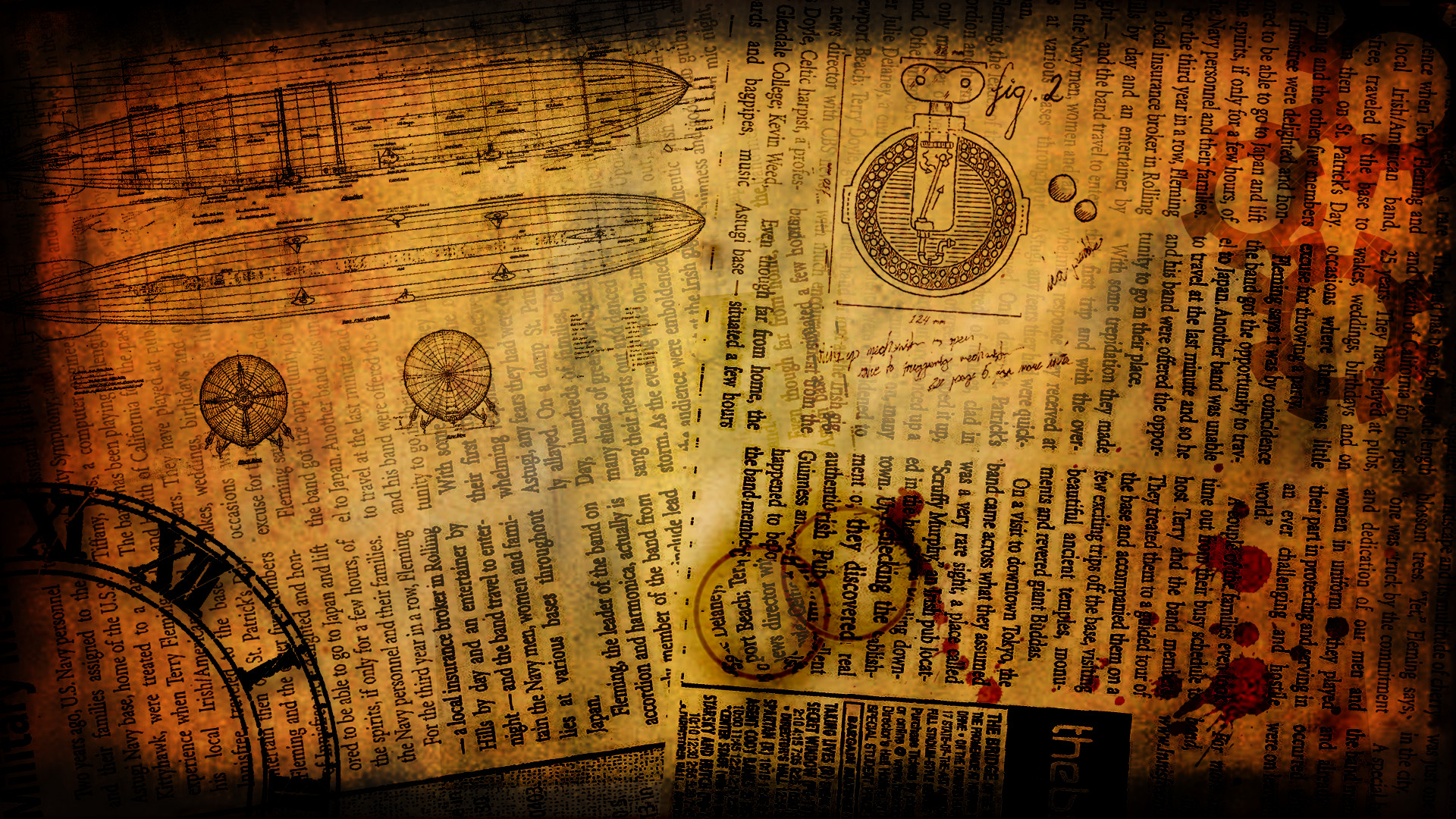 Progetti di dirigibile, Giornale antico, Carta, Seppia, 1920x1080, immagine di sfondo