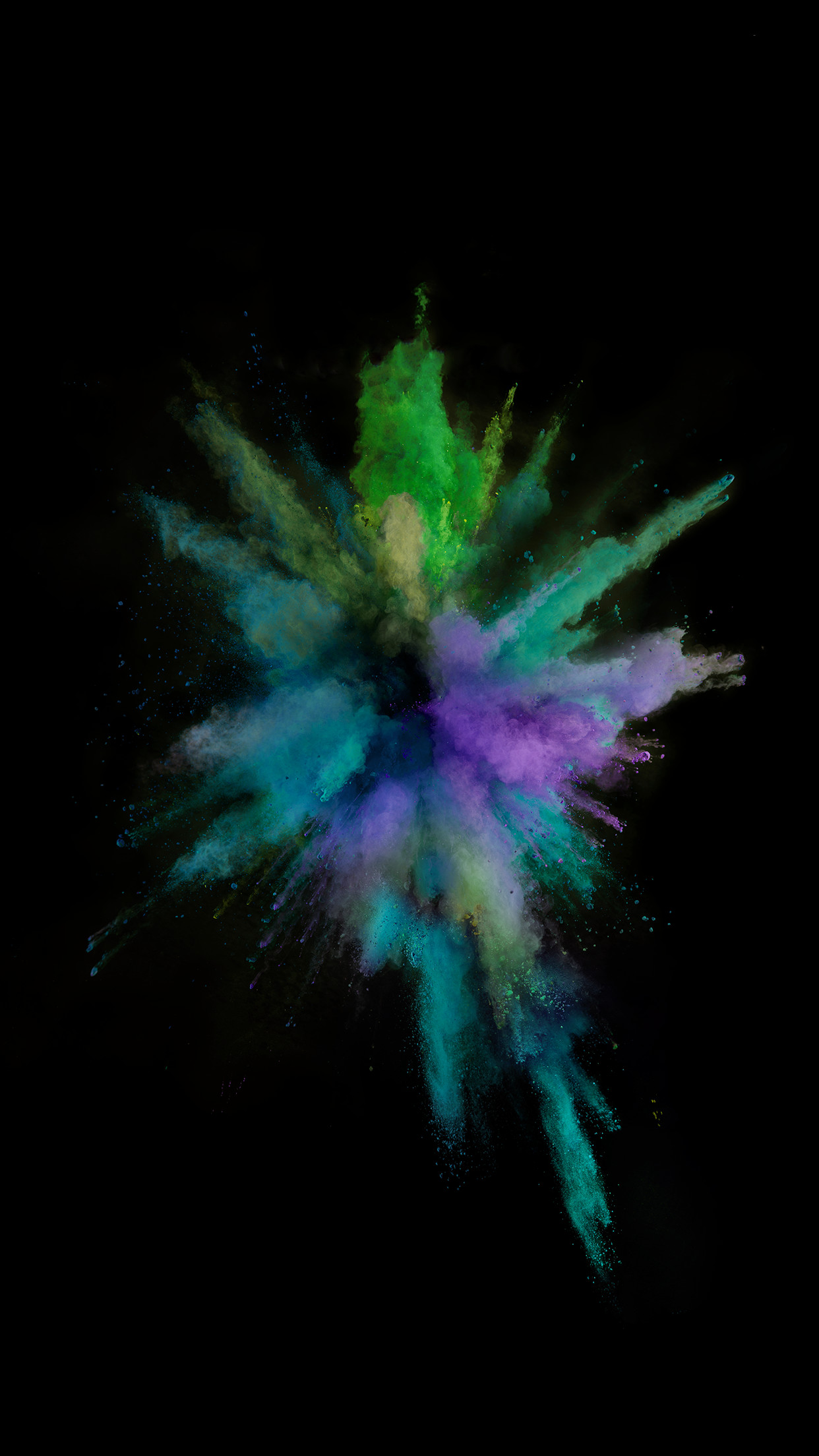 iPhone 6s, Esplosione di colori, Sfondo nero, Full HD, schermata di blocco del cellulare