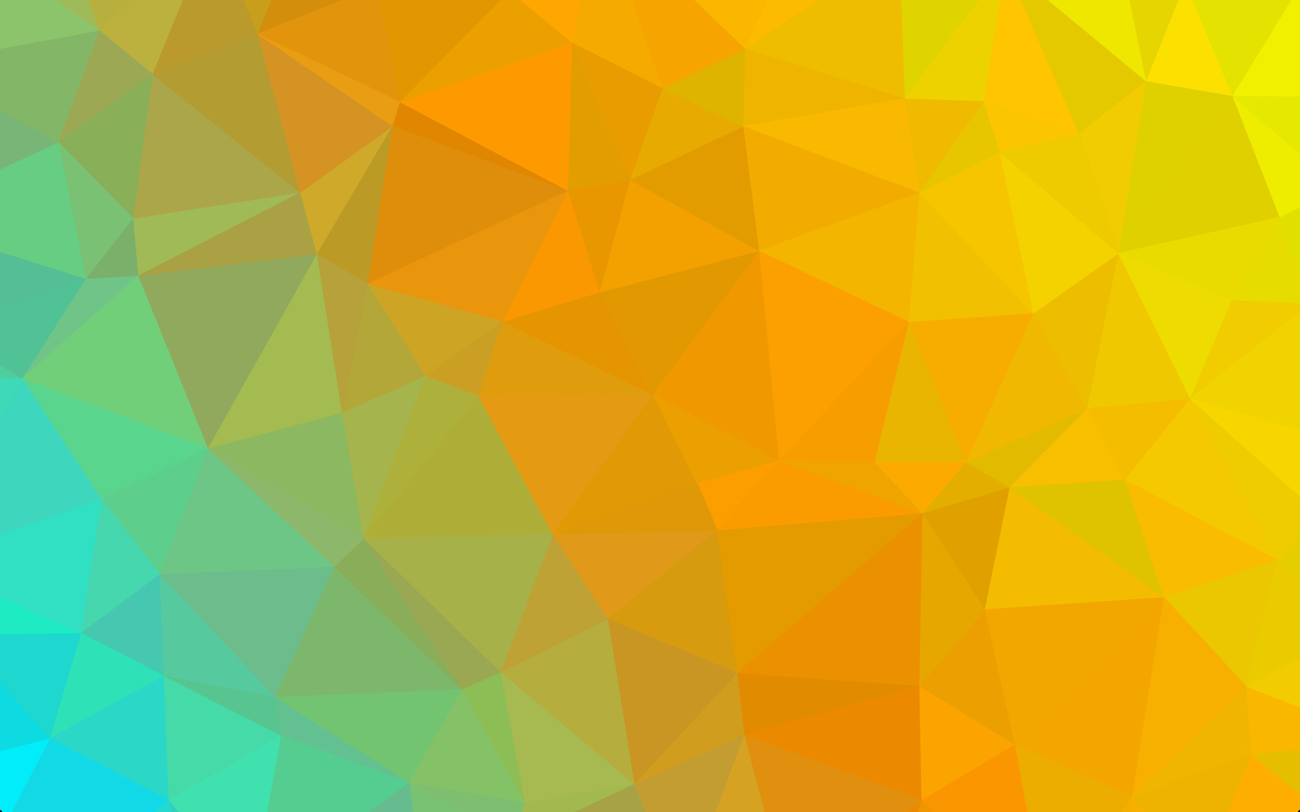 Poligoni, Sfumatura, Giallo, Arancione, Verde acqua, 16:10 2K, sfondo widescreen