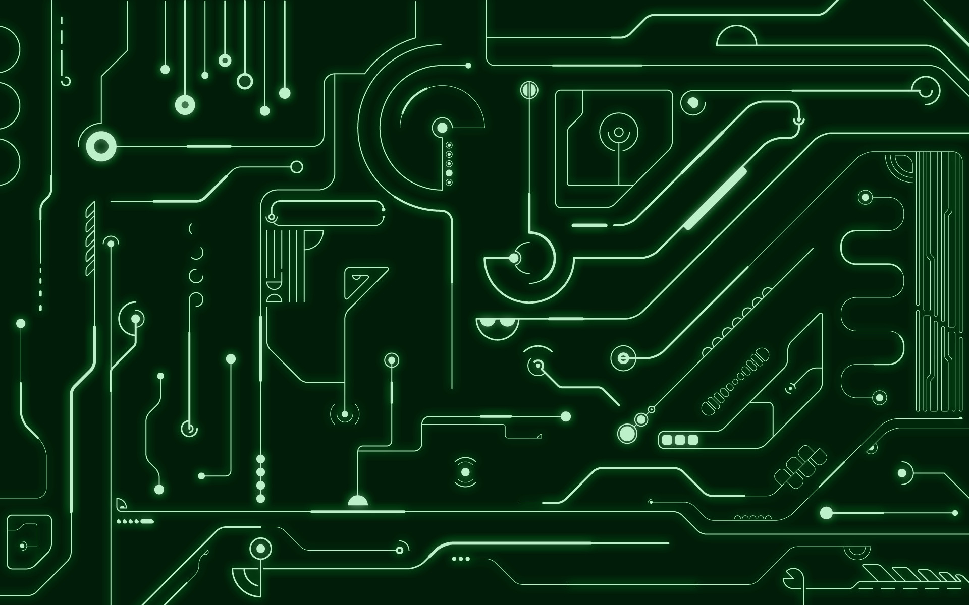 Circuito stampato, Verde neon, Sfondo scuro, 16:10 Full HD, wallpaper widescreen