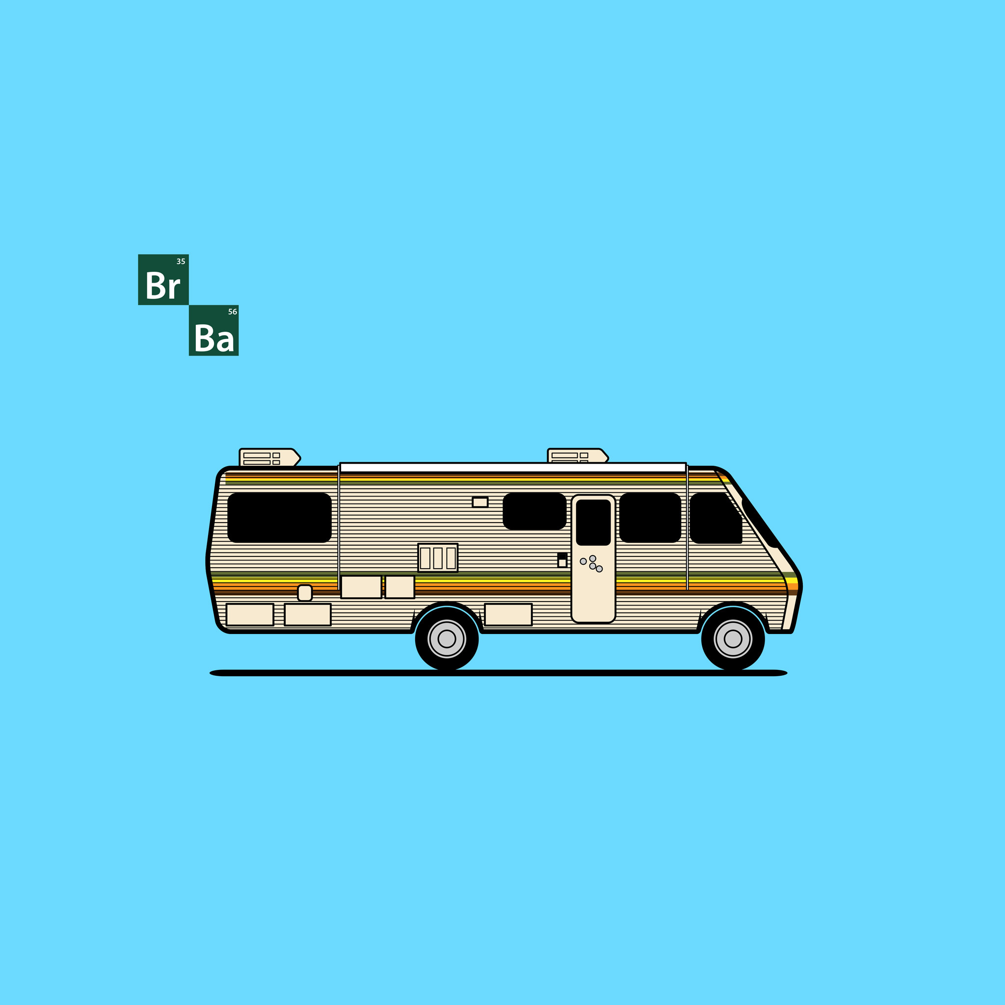 Breaking Bad, Camper, Pixel art, Azzurro, Minimalista, Full HD, sfondo per iPad e tablet
