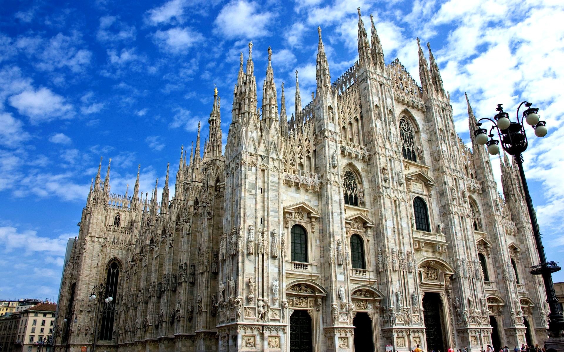 Duomo di Milano, Milano, Gotico, Cielo azzurro, 16:10 Full HD, sfondo widescreen