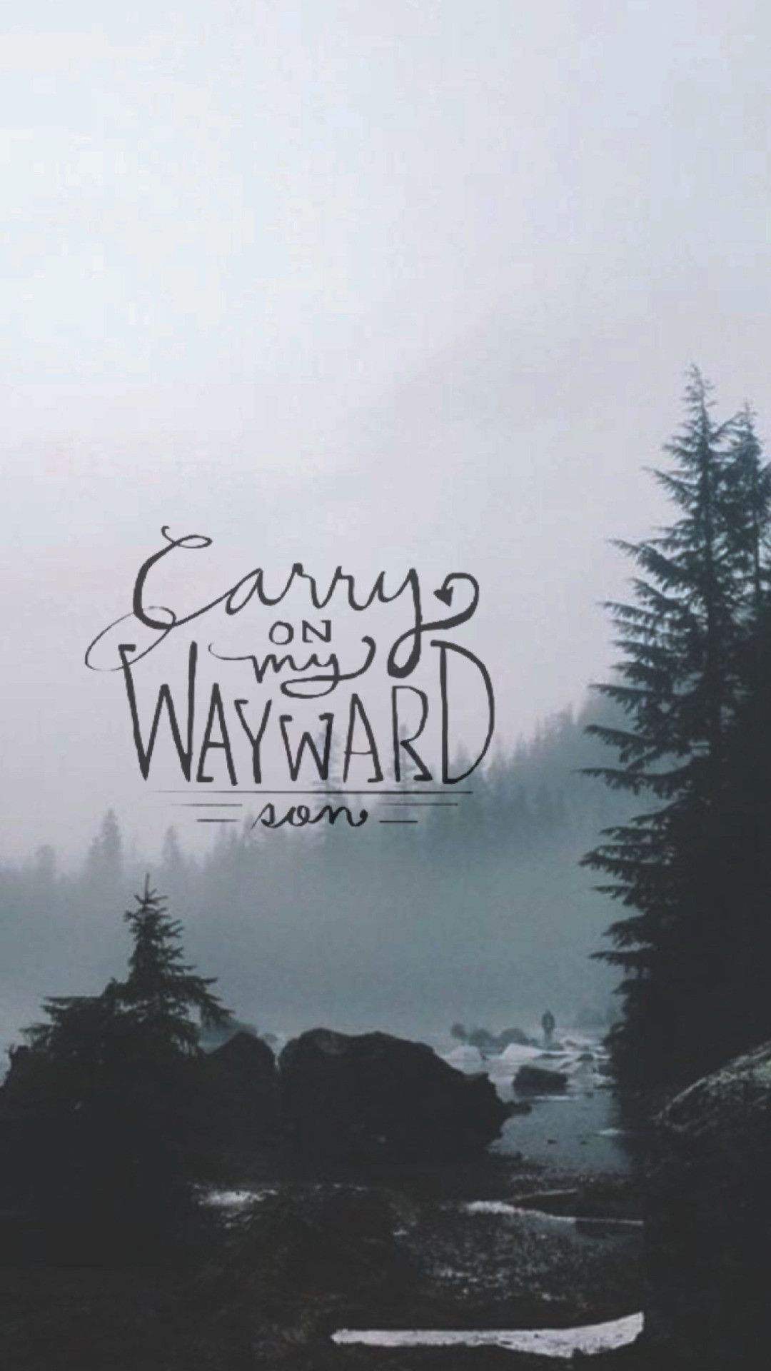 Carry On Wayward Son, Supernatural, Foresta, Nebbia, Full HD, sfondo per smartphone