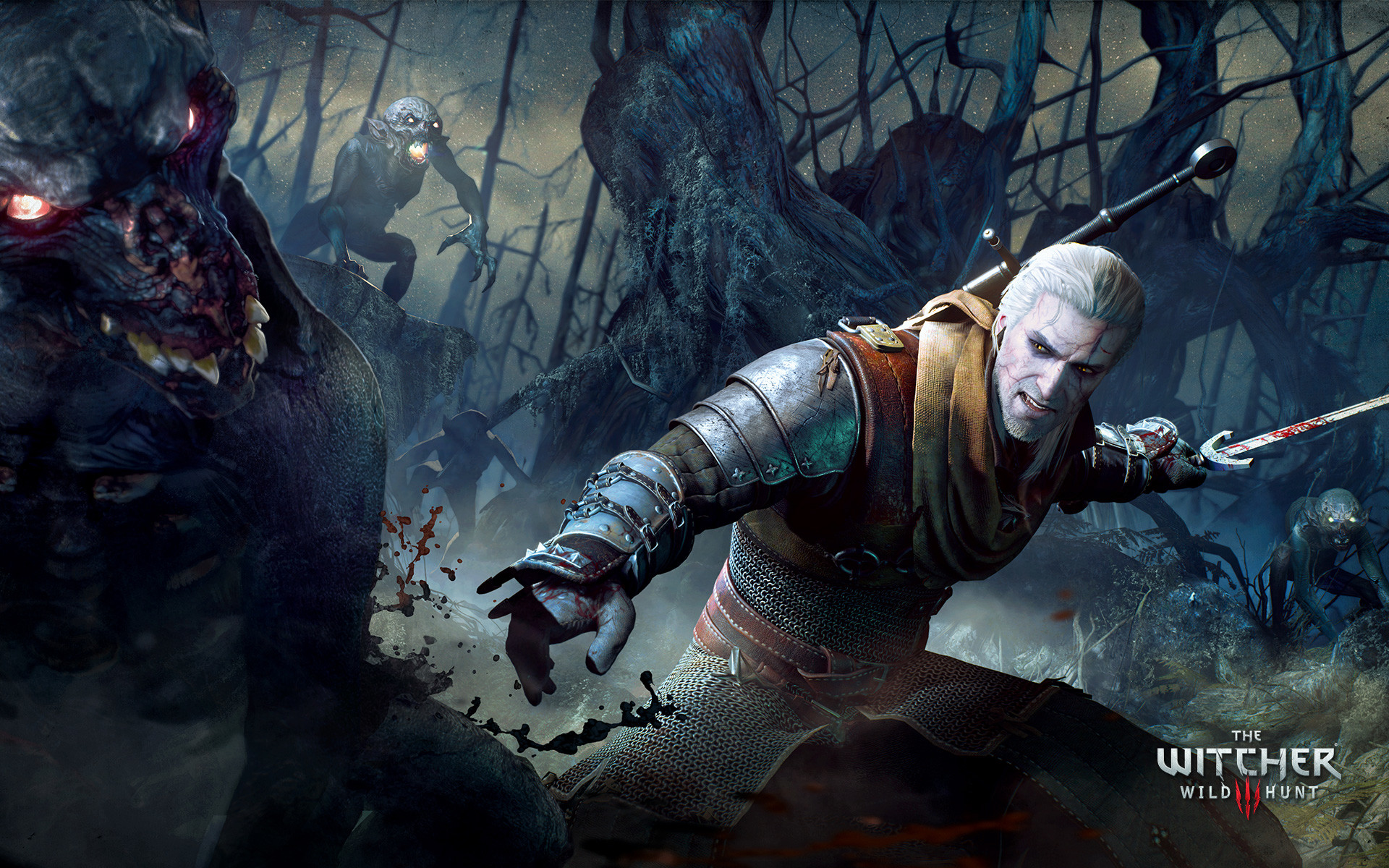 Geralt di Rivia, The Witcher 3: Wild Hunt, Mostro, Segno Aard, 1920x1200, sfondo MacBook Pro