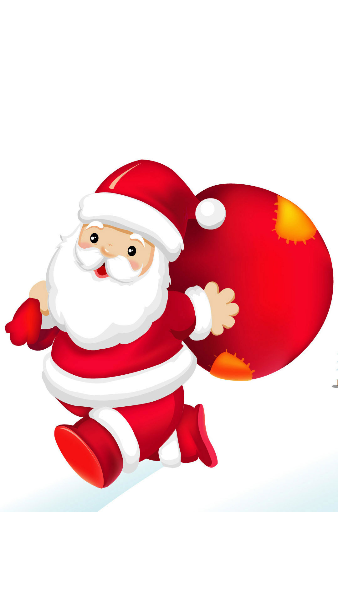 Babbo Natale, Sacco regali, Sfondo bianco, Full HD, schermata di blocco del cellulare