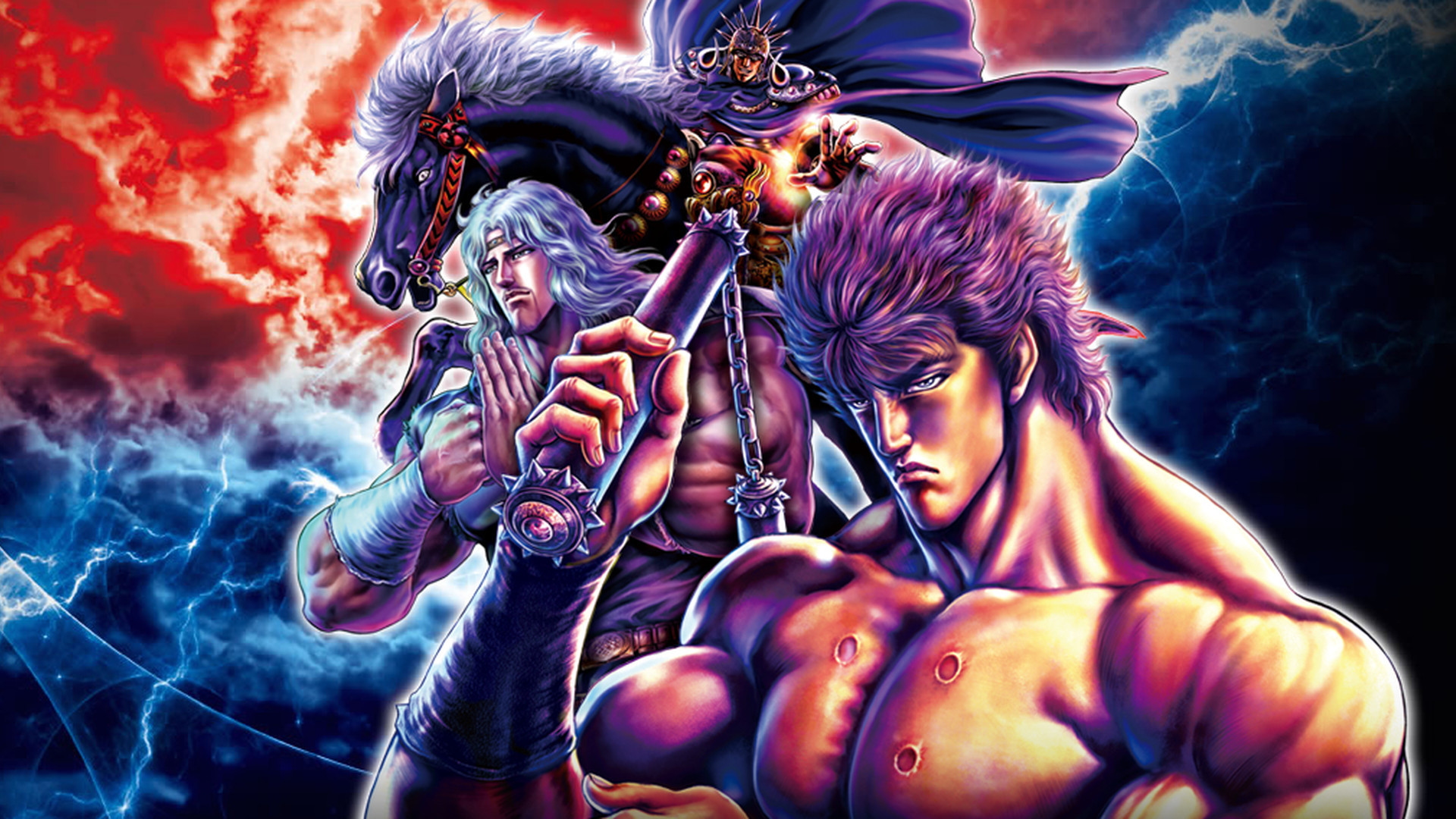 Kenshiro, Raoh, Toki, Ken il guerriero, Fulmini, Cavallo, Full HD, sfondo per PC e portatile