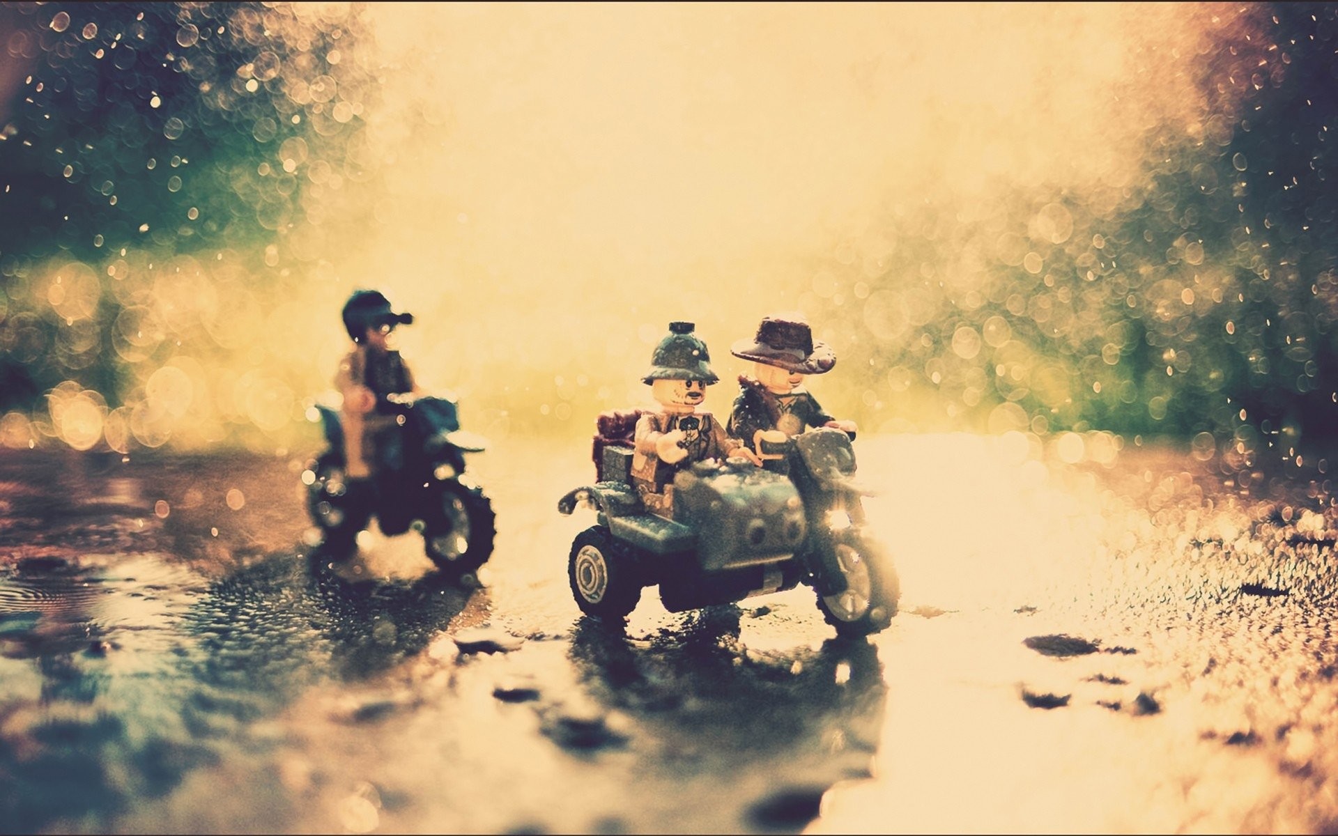 Indiana Jones, LEGO, Moto con sidecar, Bokeh, Full HD, sfondo per PC