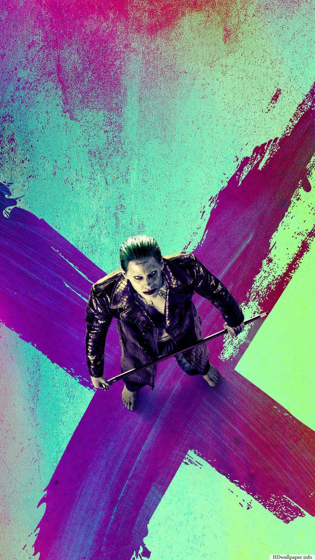 Joker, Jared Leto, Suicide Squad, Croce viola, Poster, Full HD, sfondo per smartphone