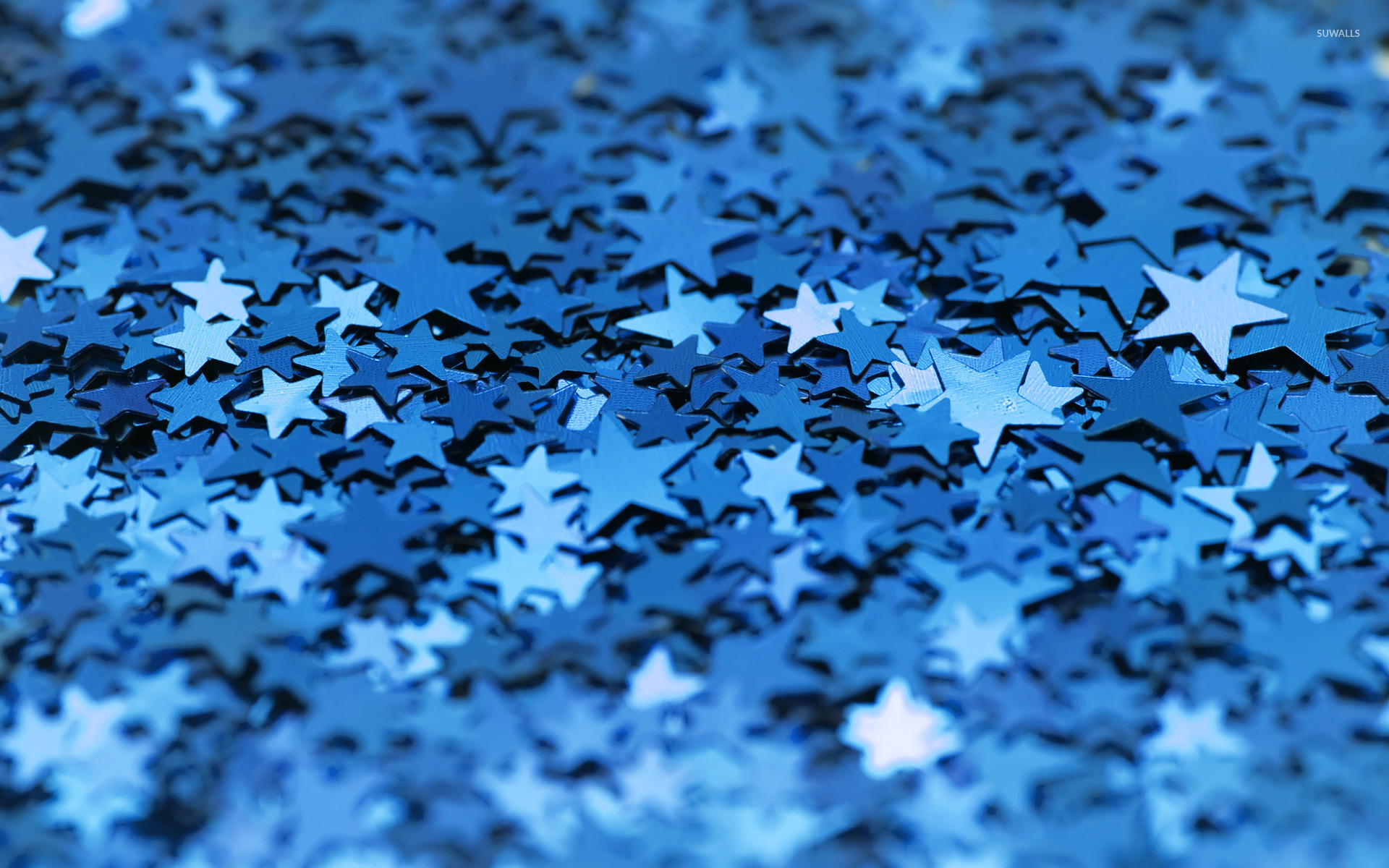 Coriandoli a stella, Glitter, Blu, Full HD, wallpaper per PC